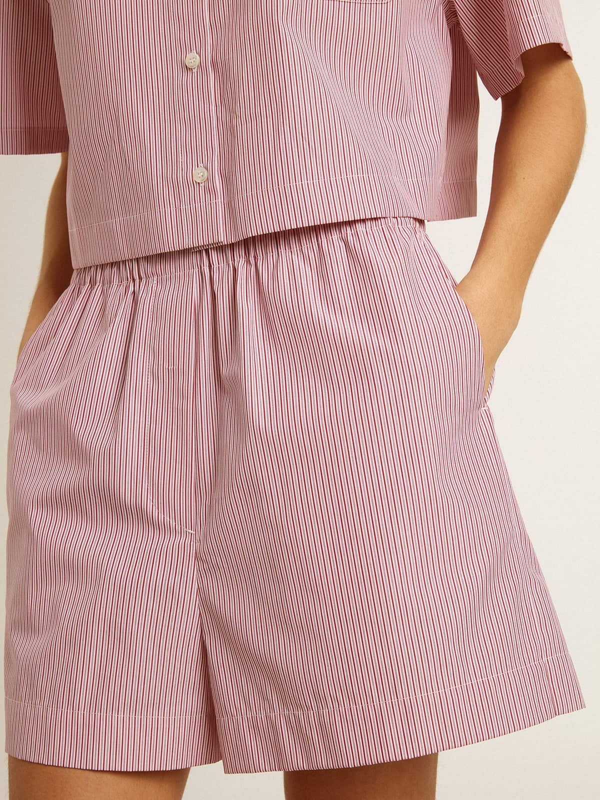 Shorts in striped cotton poplin - 5