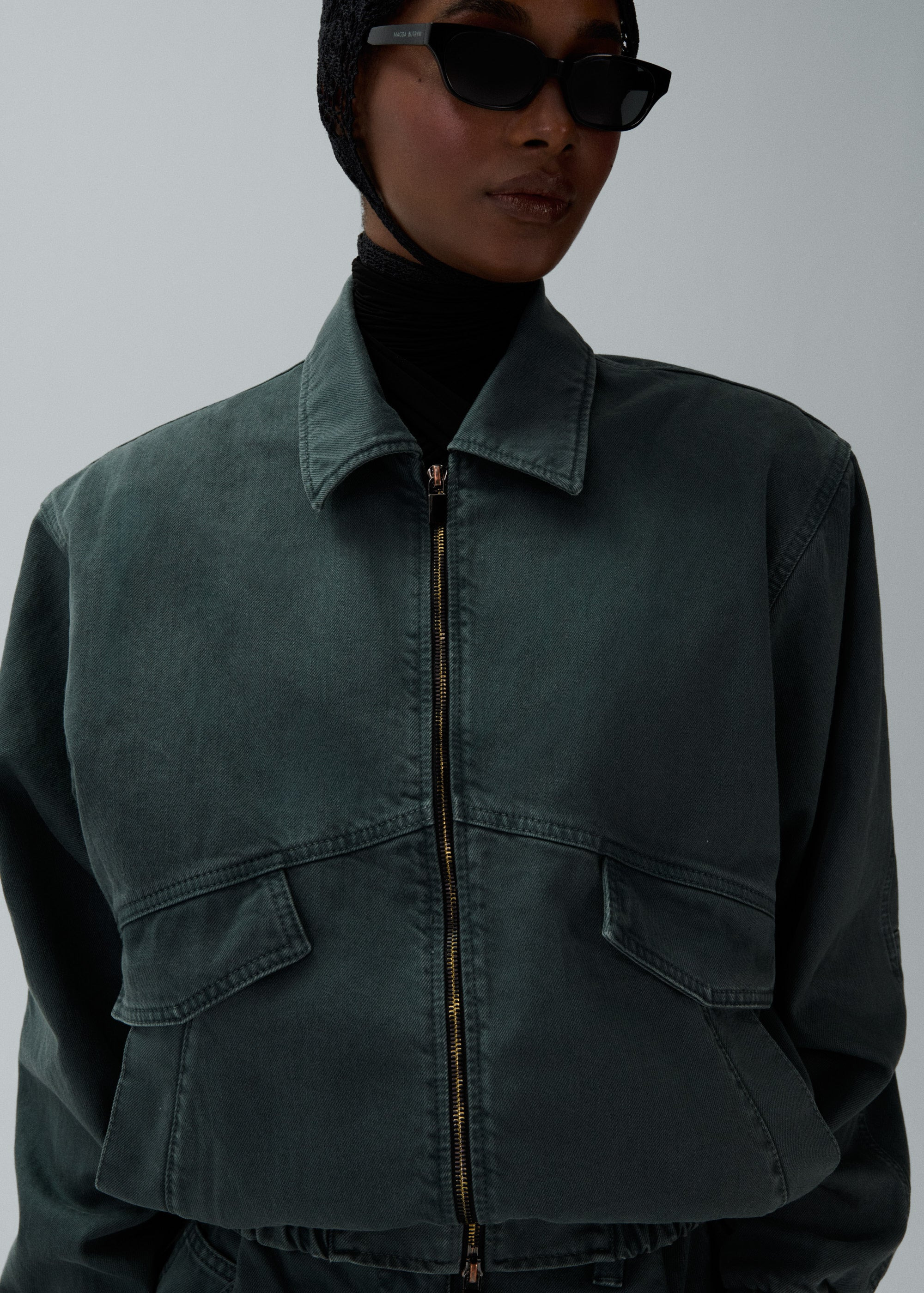 Loose leg industrial denim in green - 5