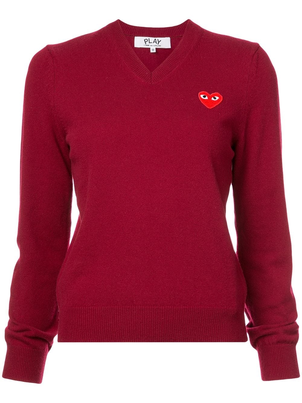 v-neck heart embroidered sweater - 1