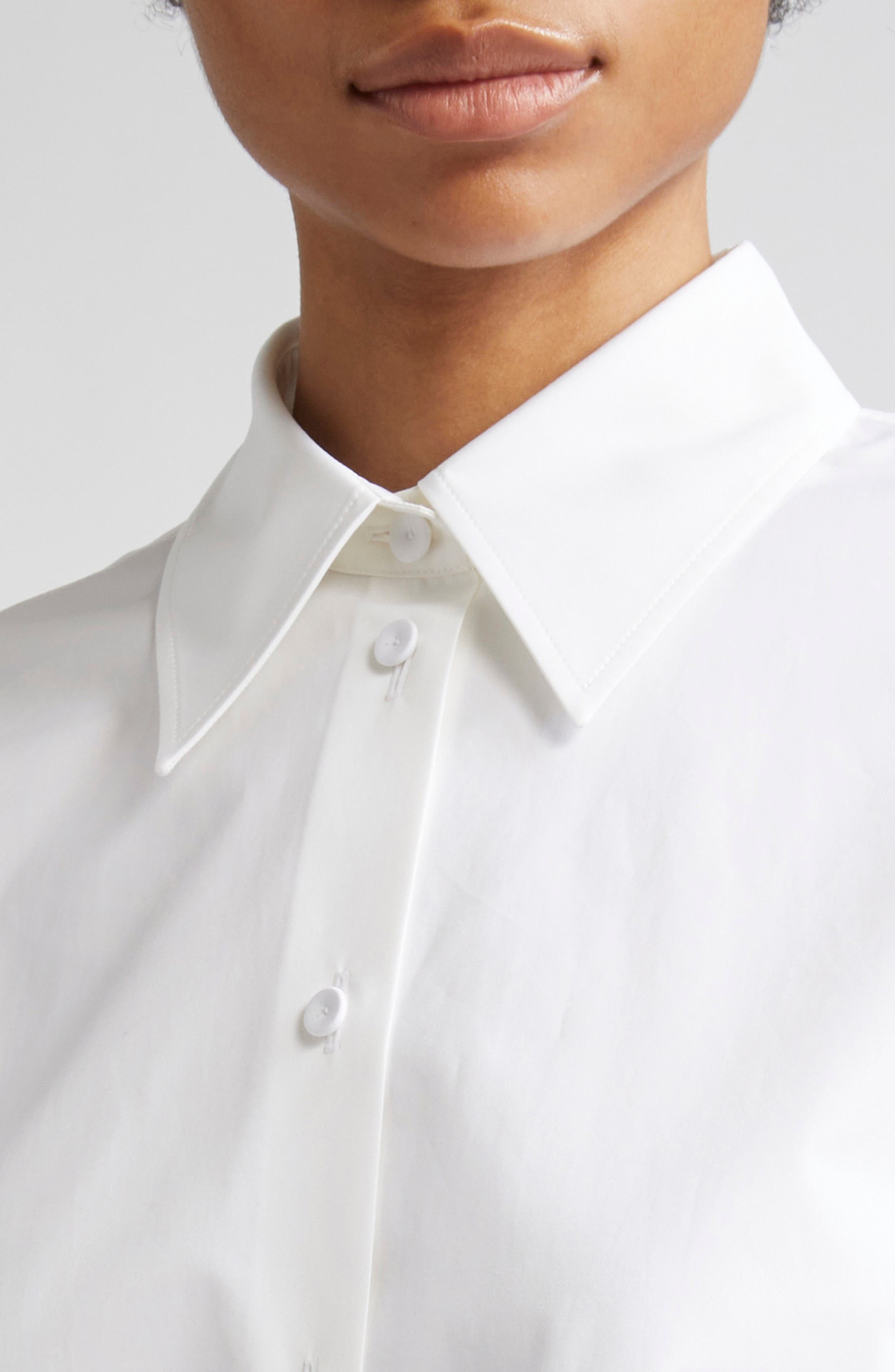 Jil Sander Classic Crop Cotton Button-Up Shirt in Optic White at Nordstrom - 5