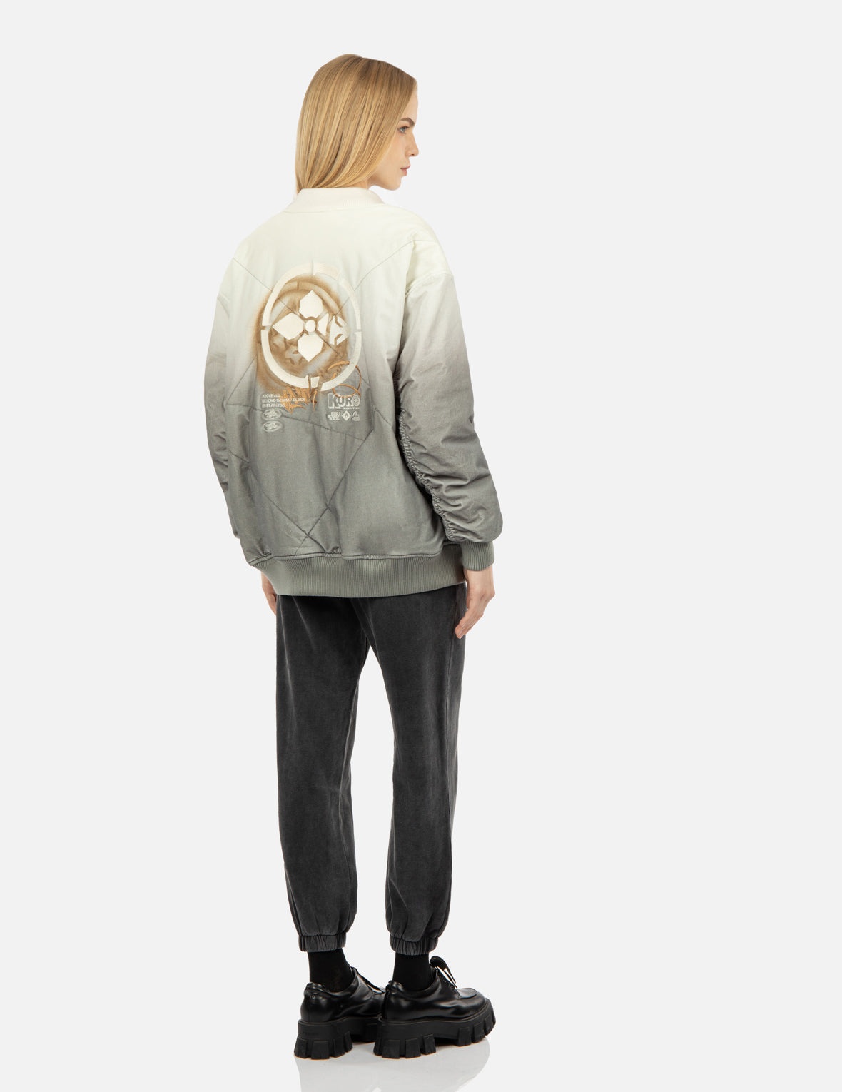 Gradient Oversized Padded Bomber Jacket - 3