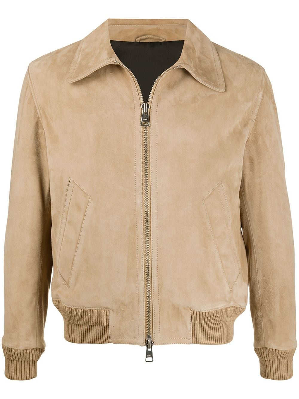 collared suede jacket - 1