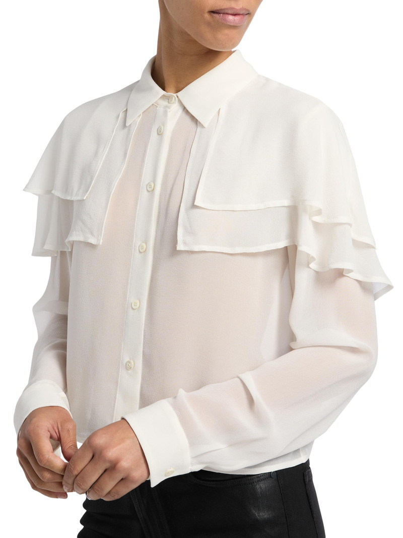 Women's Cape Silk Blouse - Cream 7