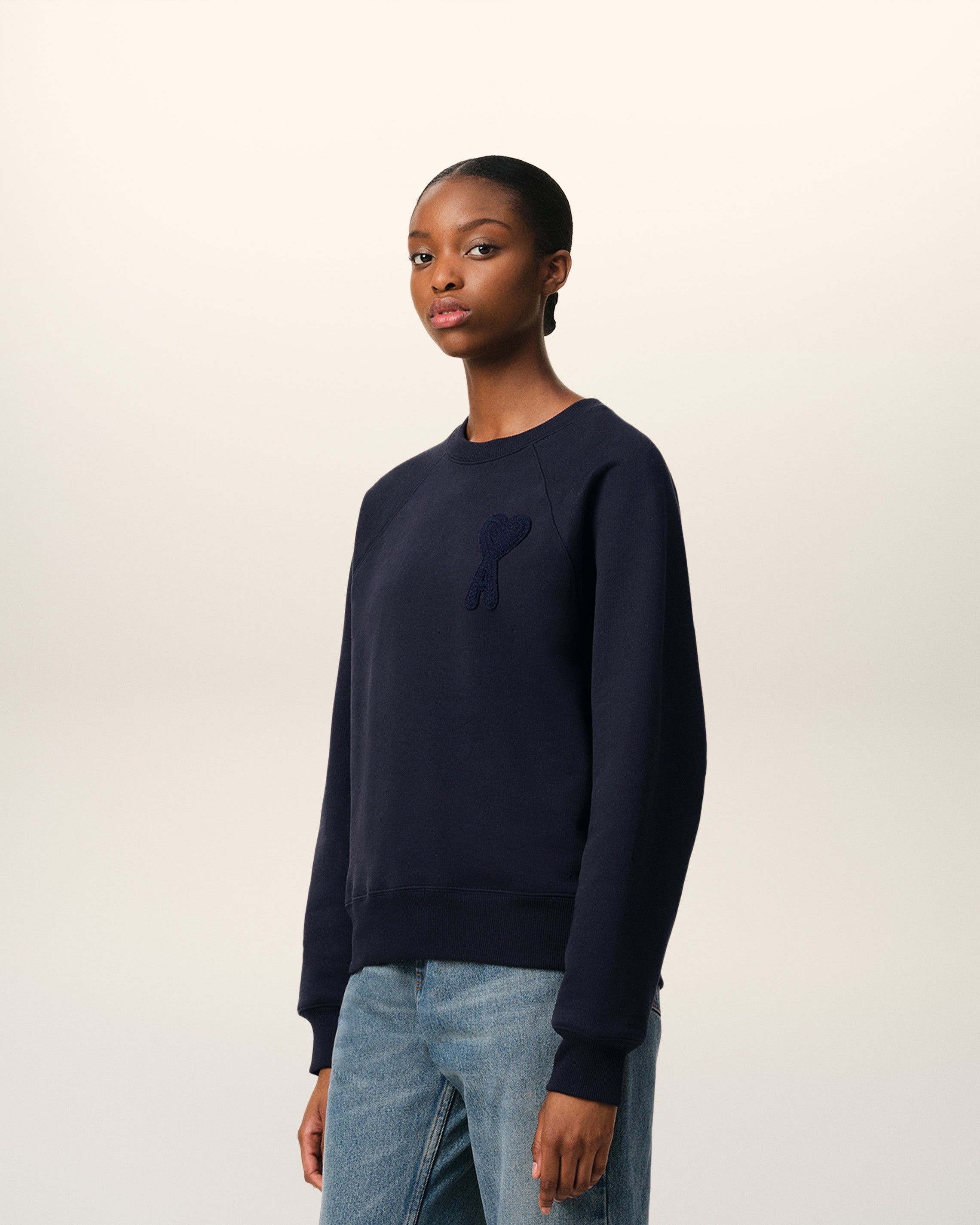 NAVY COTTON AMI DE COEUR PATCH SWEATSHIRT - 6