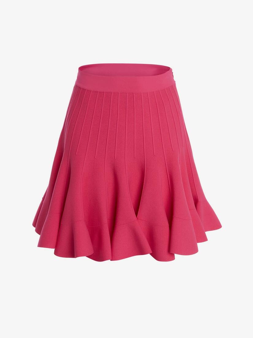 Ruffle Knit Mini Skirt in Bobby Pink - 1