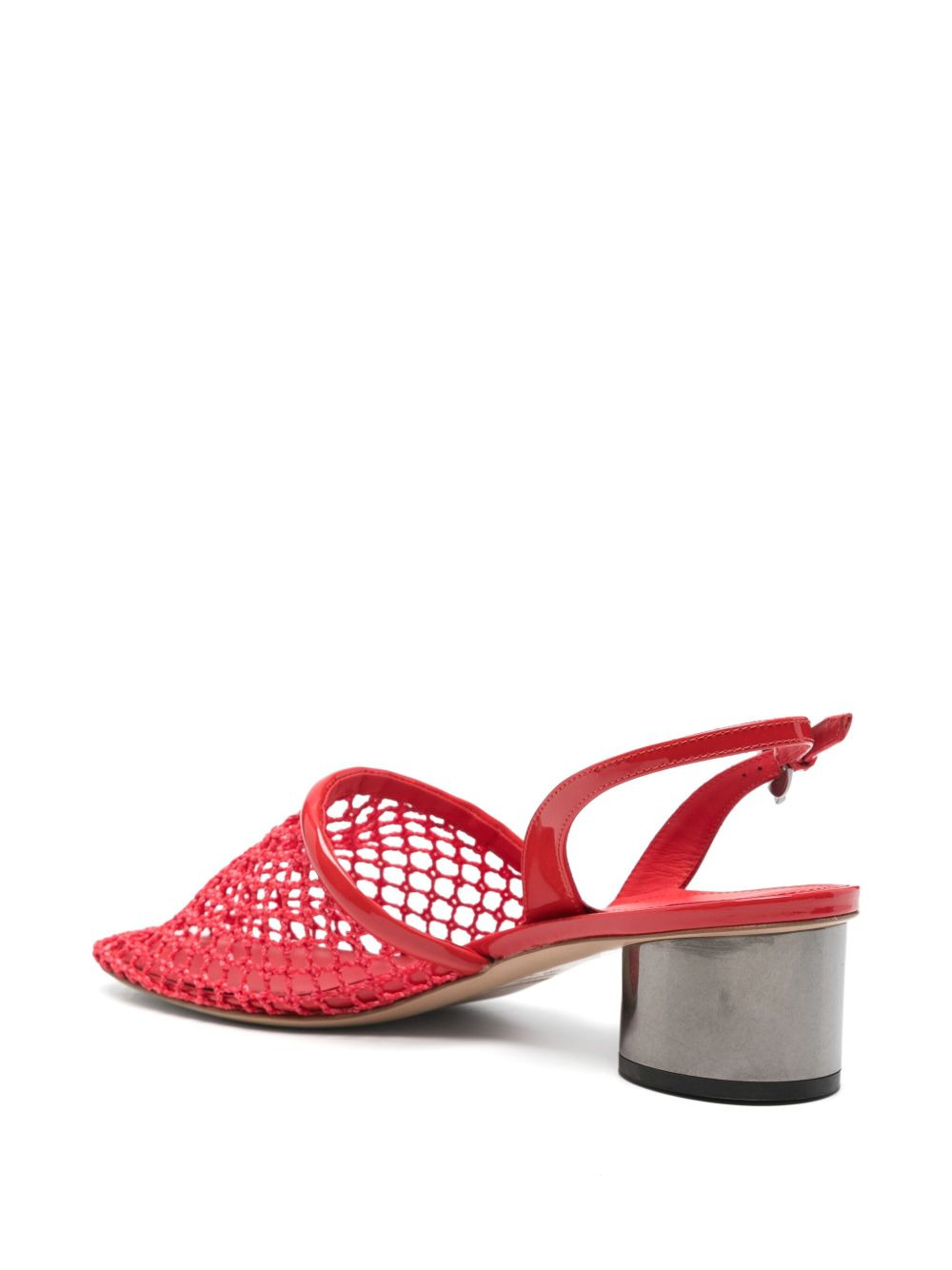 sling-back net heeled pumps - 3