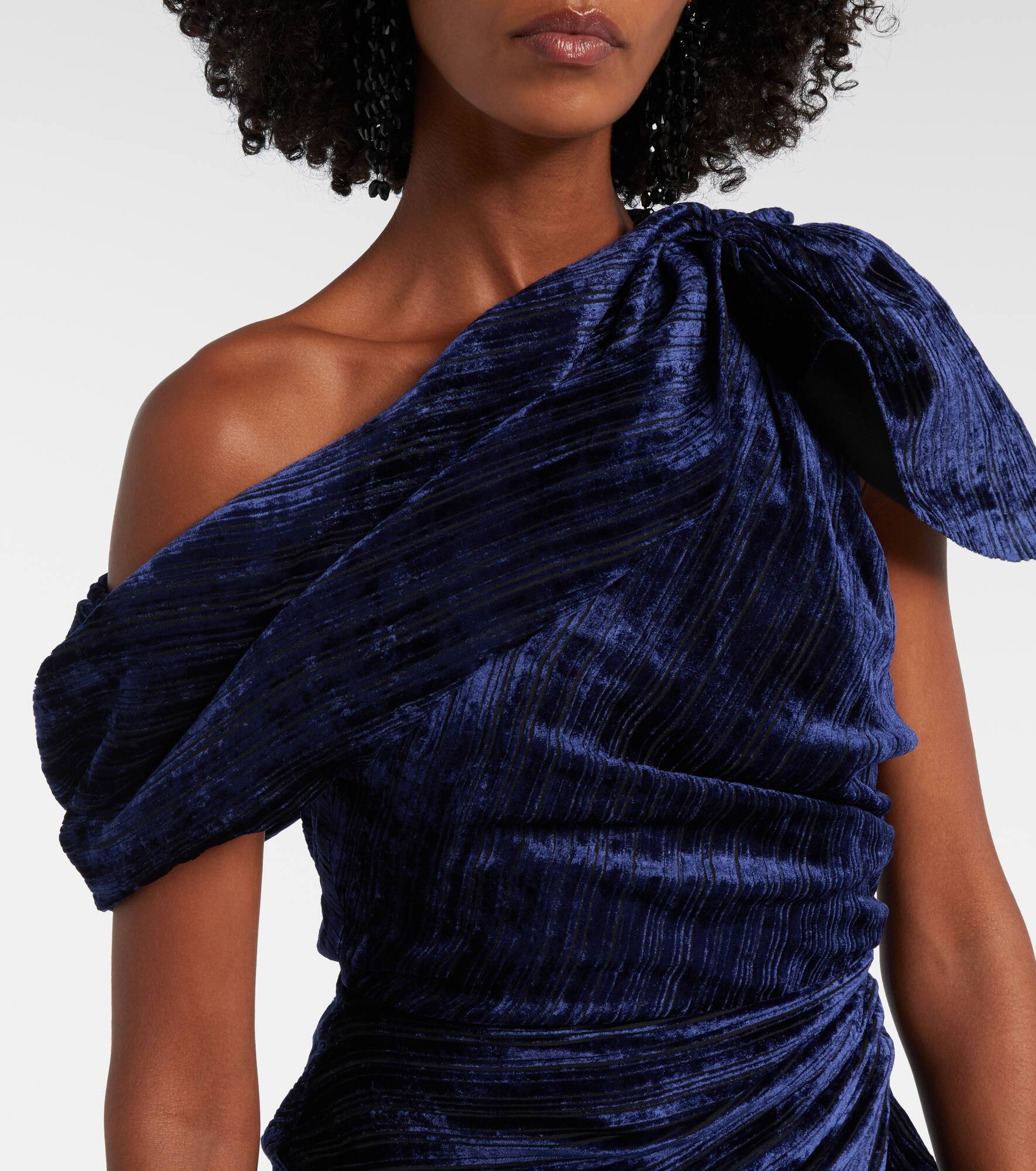 Cyane one-shoulder velvet midi dress - 4