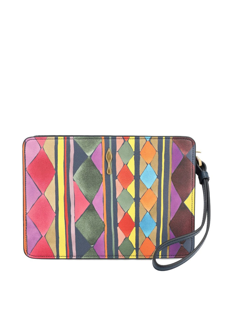 Christian Louboutin geometric-pattern clutch bag outlook