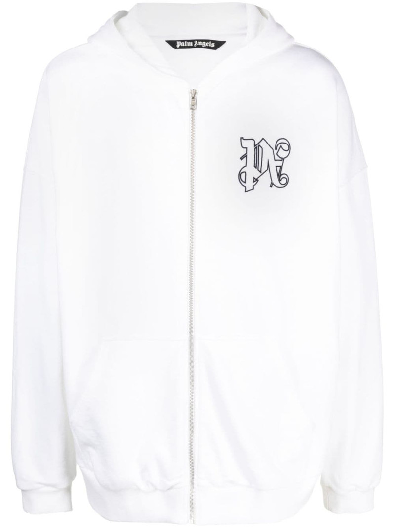 monogram-embroidered cotton hoodie 1