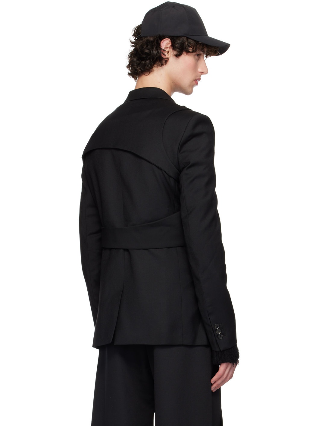 Black Integrated Harness Blazer - 3