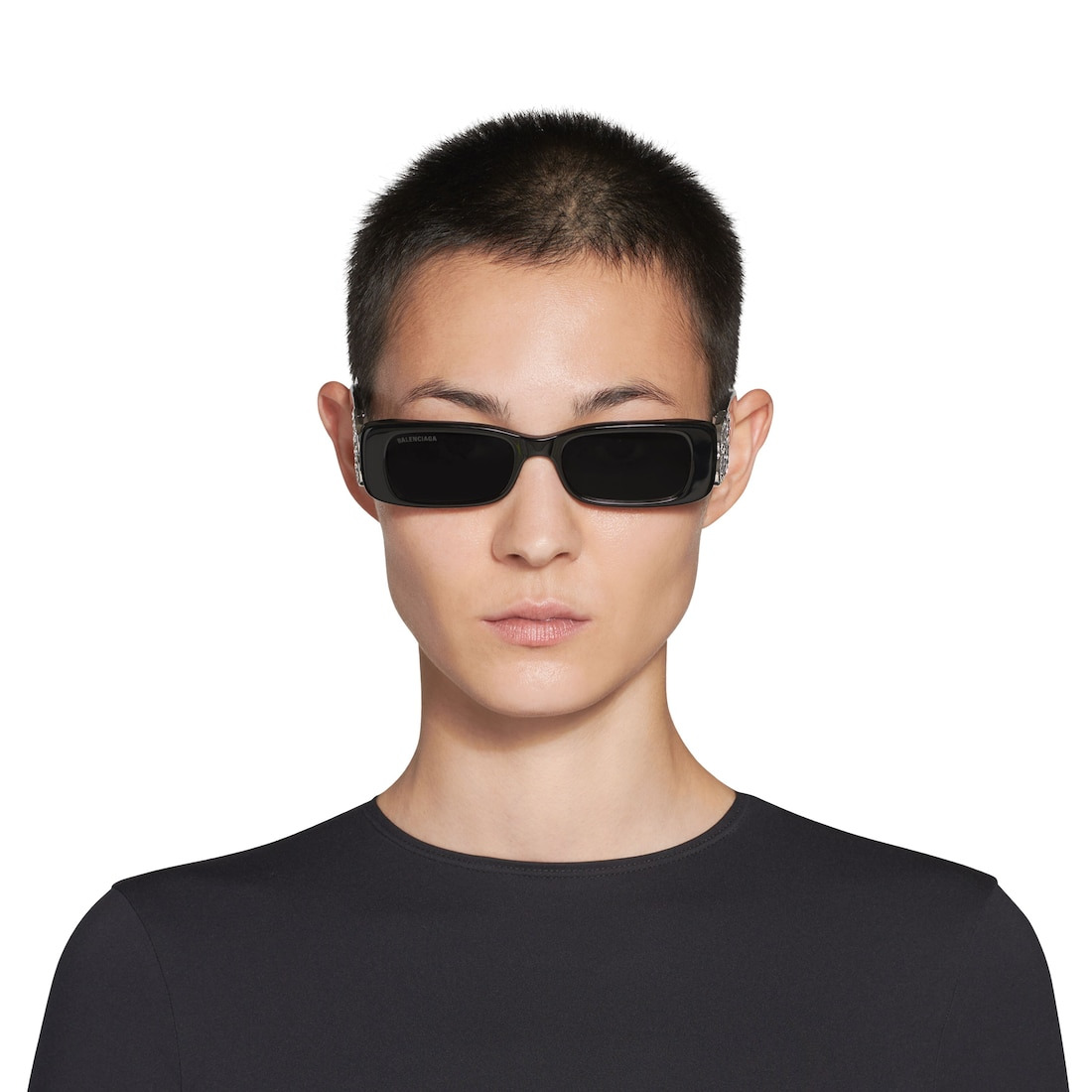 Women's Dynasty Rectangle Sunglasses in Black - 5