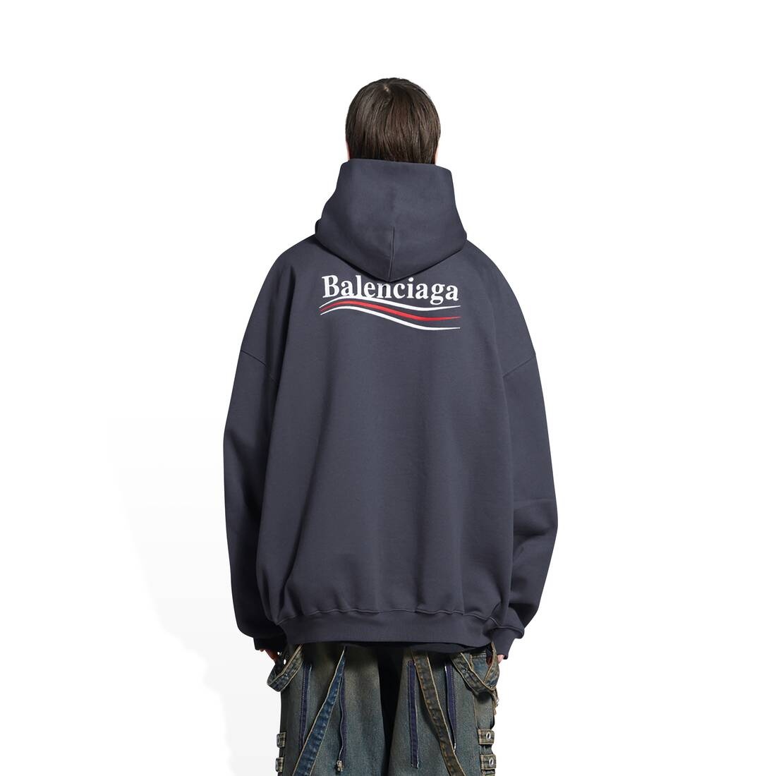 BALENCIAGA Men's Political Campaign Hoodie Large Fit in Grey