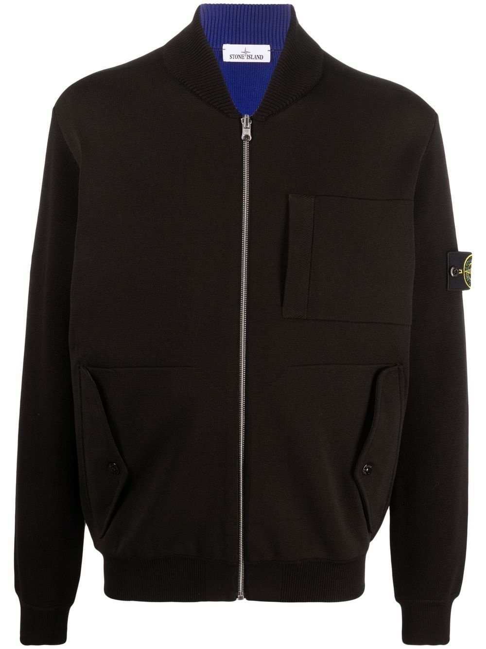 Compass-patch zip-up sweatshirt - 1