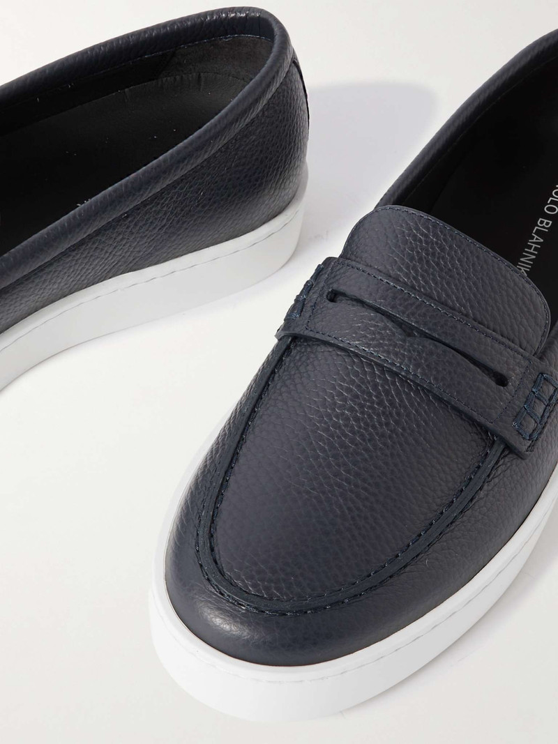 Ellis Textured-Leather Slip-On Sneakers 6
