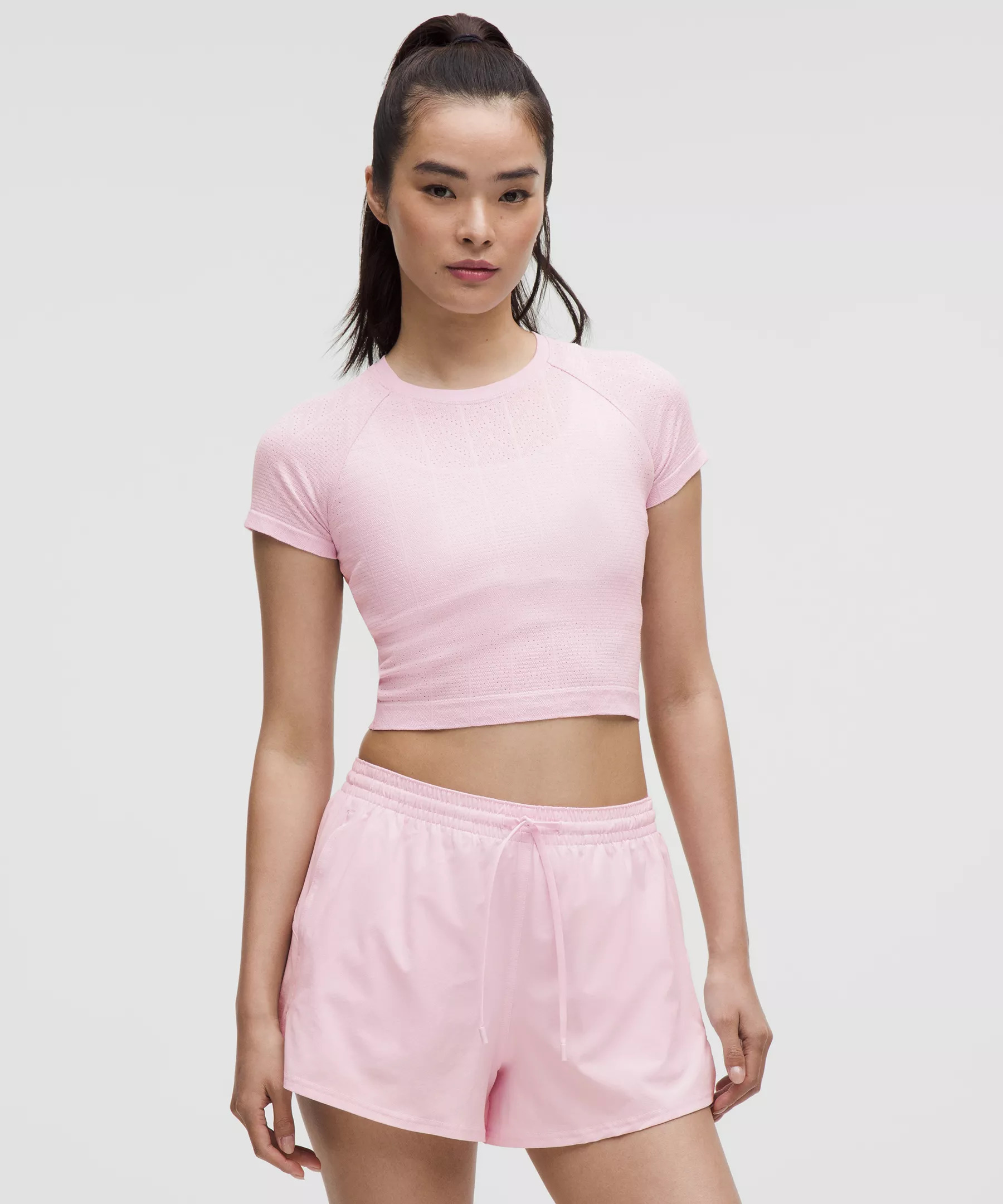 Swiftly Pointelle Cropped Short-Sleeve Shirt - 1