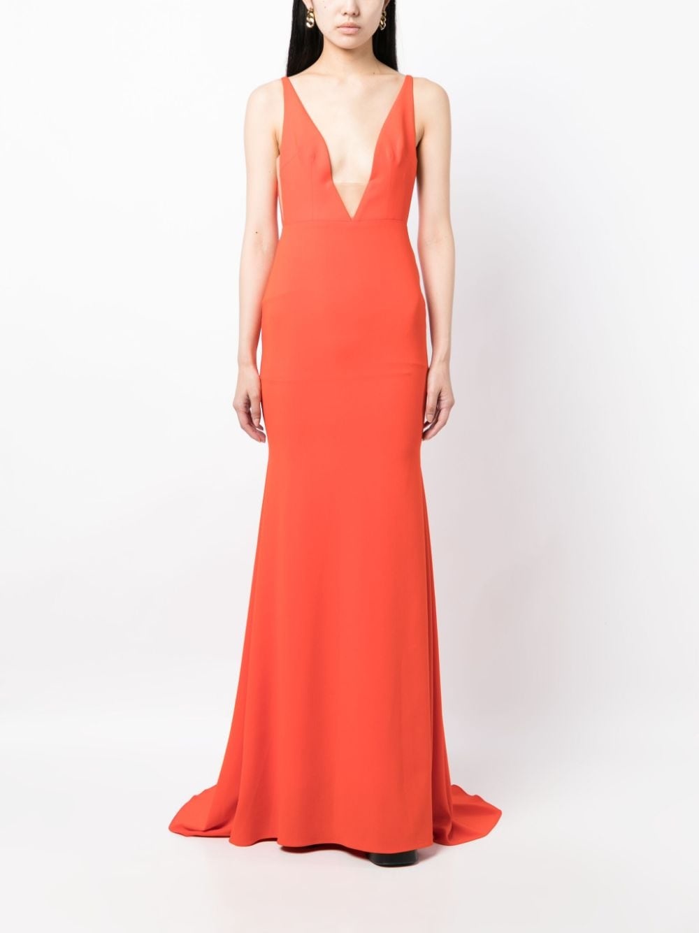 plunge-neck fishtail gown - 2