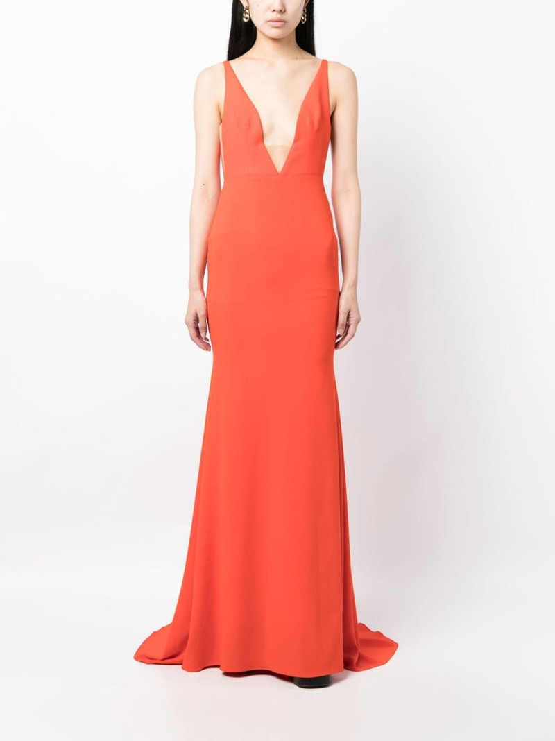 ALEX PERRY plunge-neck fishtail gown outlook