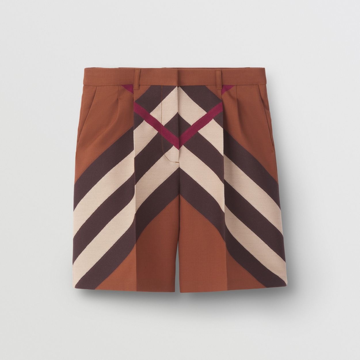 Chevron Check Wool Jacquard Tailored Shorts - 1