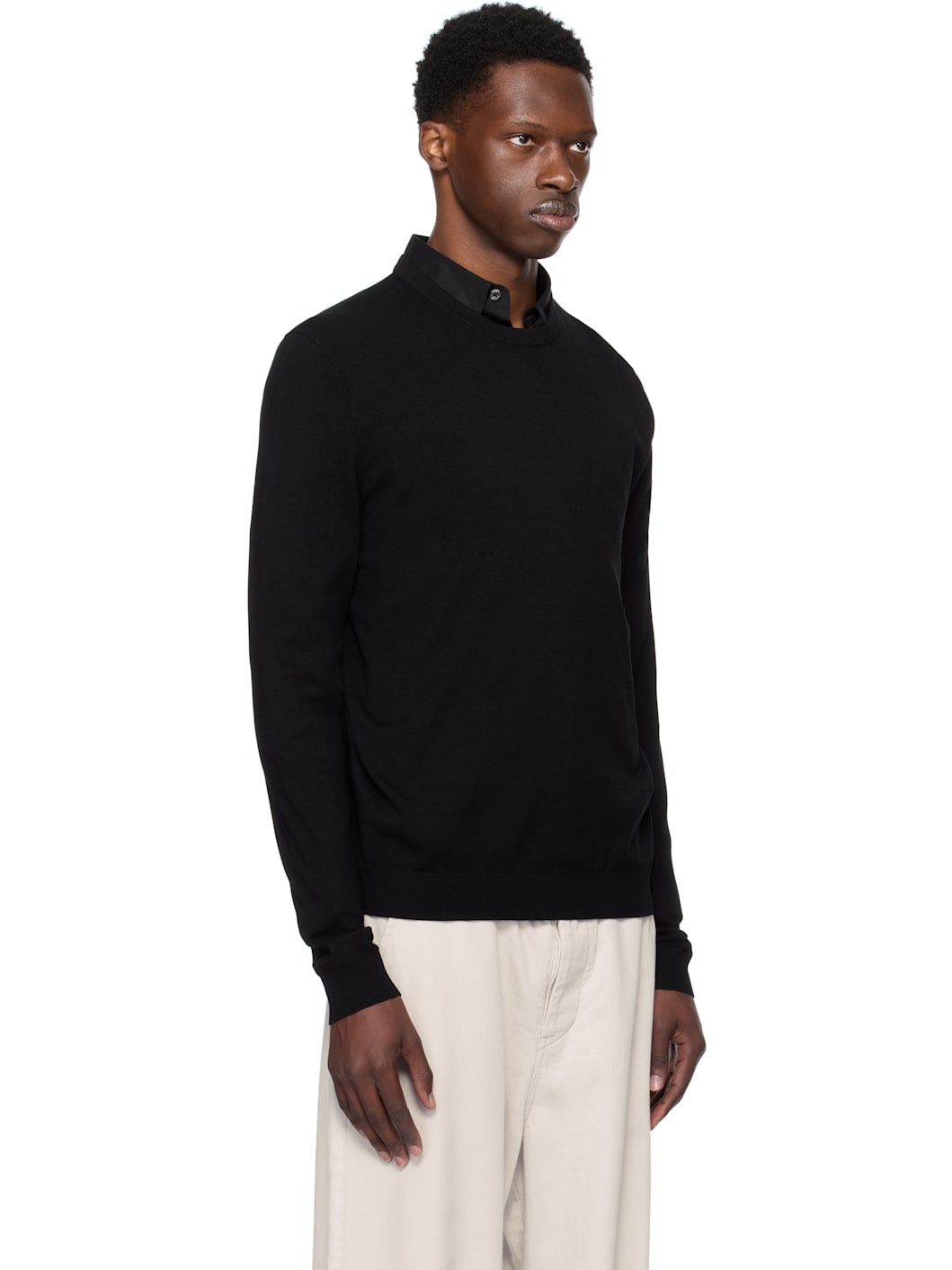 Black Regular Fit Crewneck Soft Yarns Sweater - 2