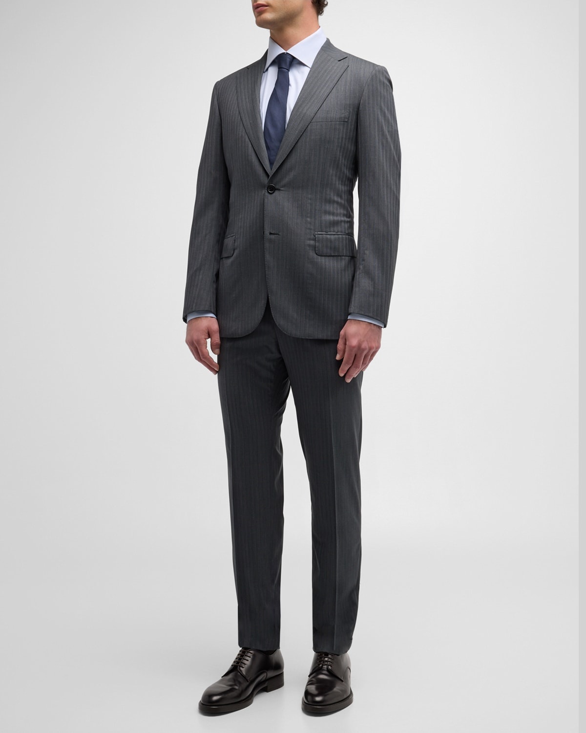 Men's Tonal Striped Wool Suit - 1