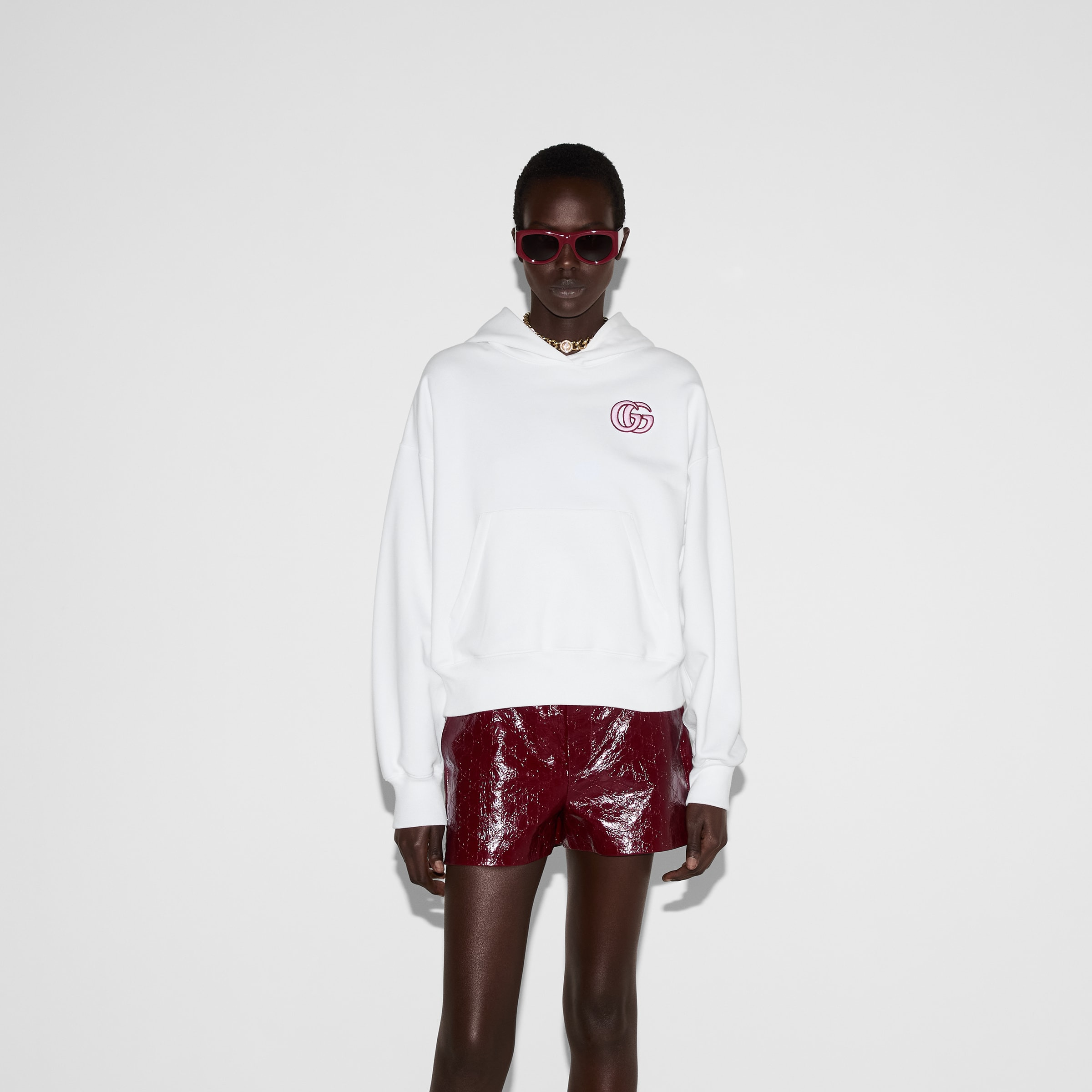 Embroidered cotton jersey hooded sweatshirt - 3