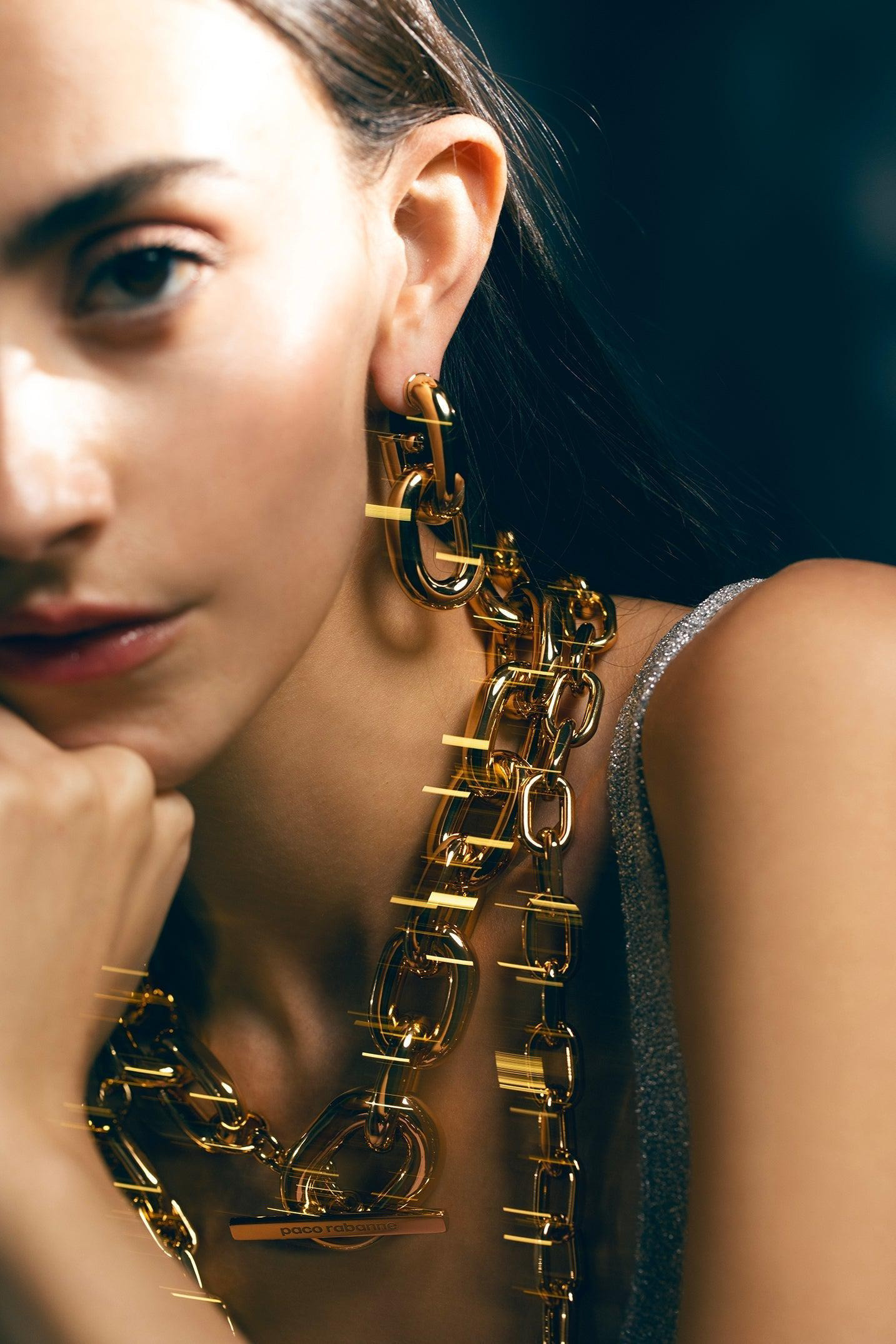 XL Gold Link Hoop Earrings - 2