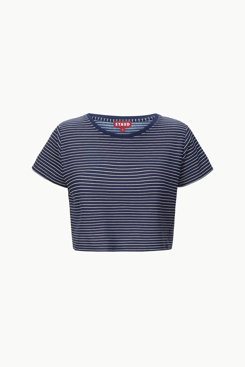 STAUD DEAN T-SHIRT NAVY MICRO STRIPE 1