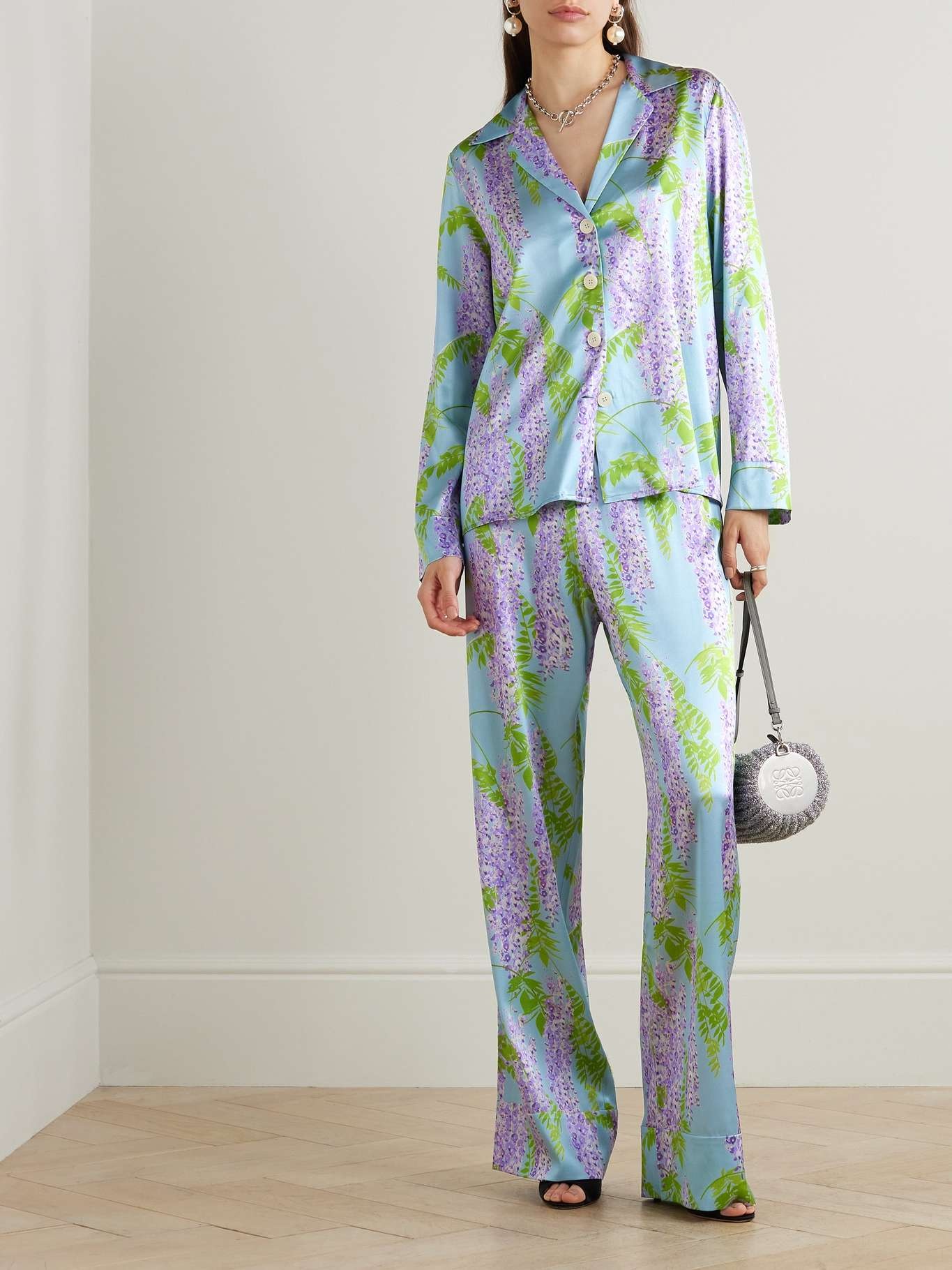Louis floral-print stretch-silk pajama shirt - 2