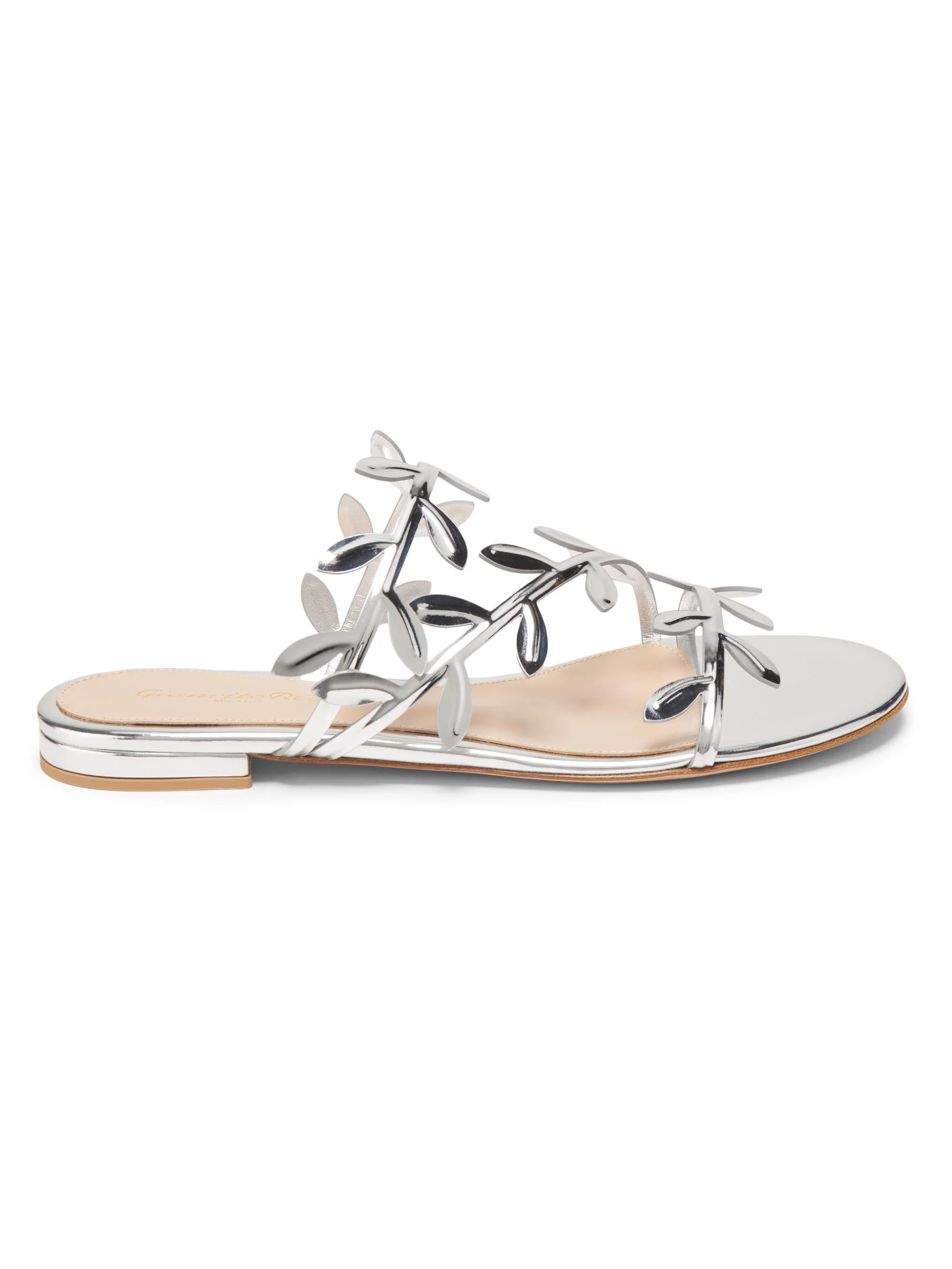 Women's Flavia Metallic Leather Flat Sandals - Silver - 1