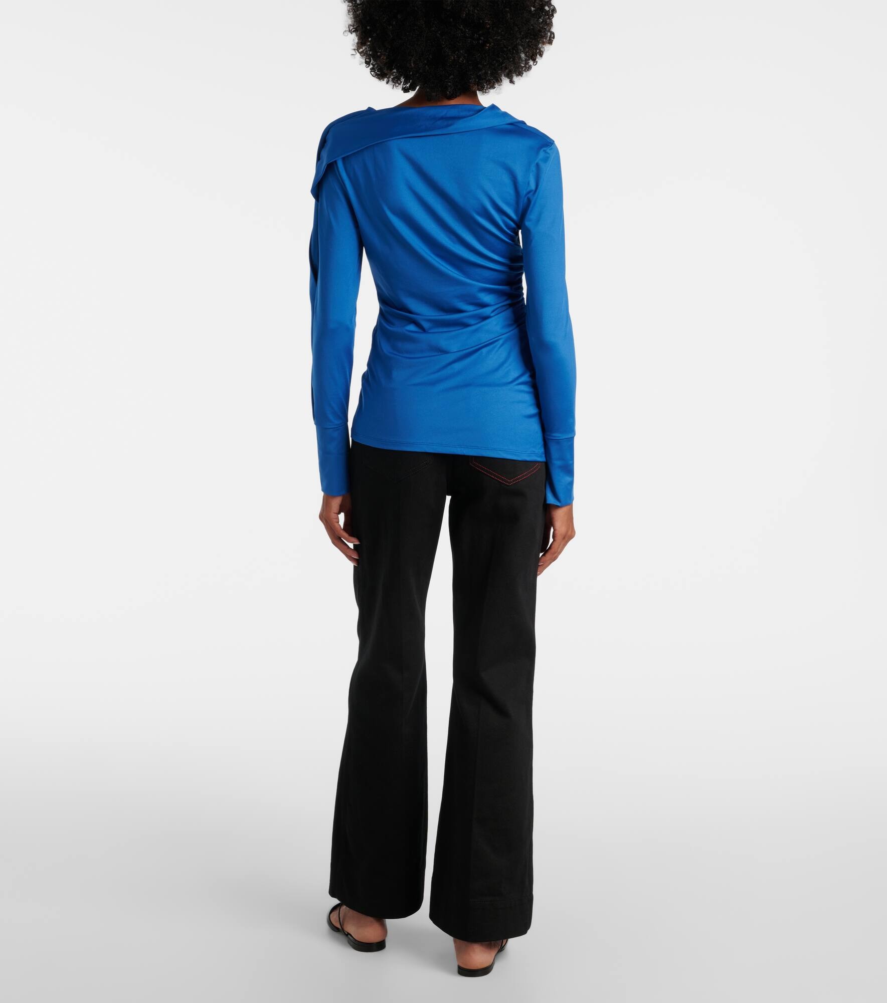 Ruched asymmetric jersey top - 3