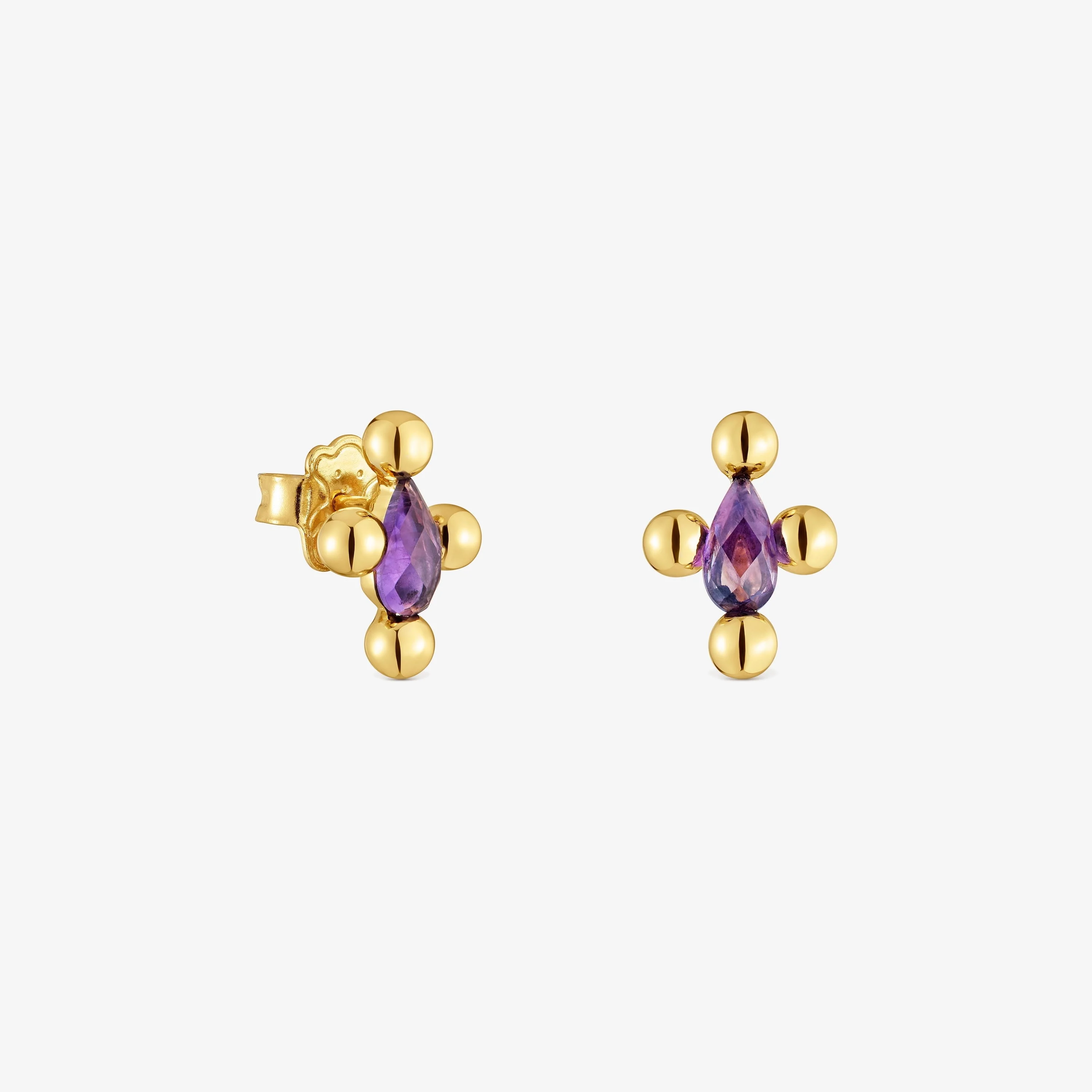 Sugar Party short Earrings with 18K gold vermeil and amethyst - 1