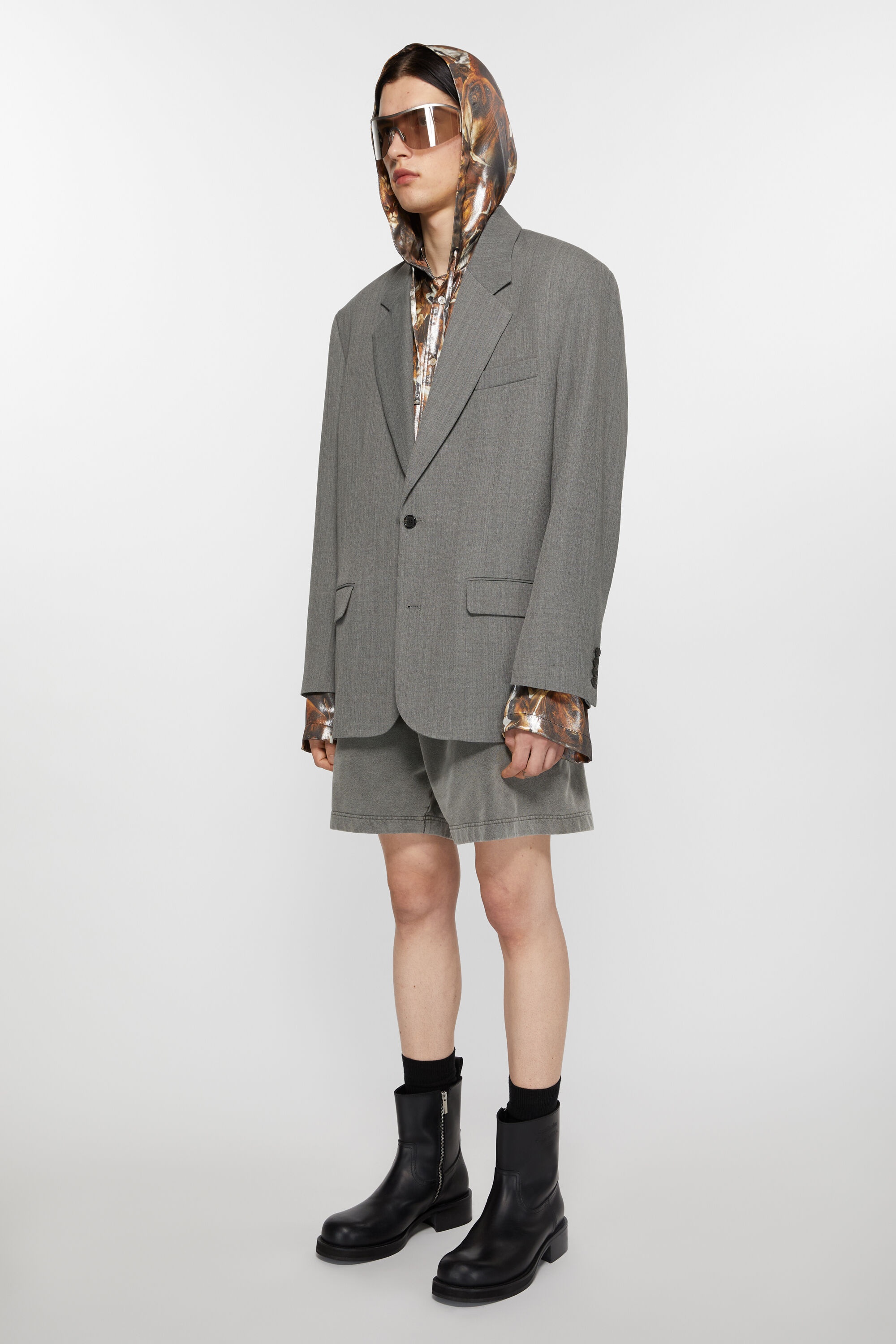 Relaxed fit suit jacket - Grey Melange - 3