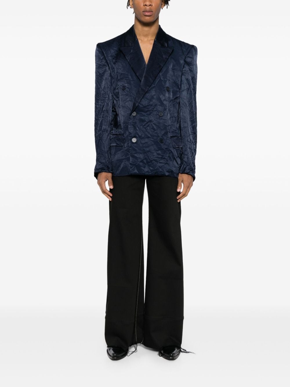 crinkle-effect double-breasted blazer - 2