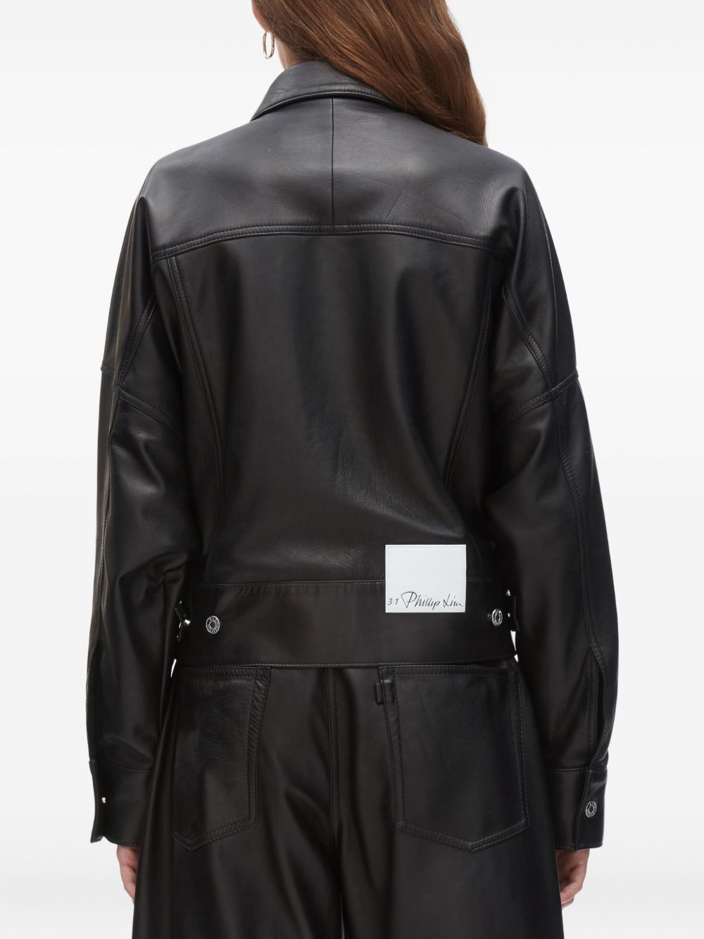 belted leather shirt jacket - 5