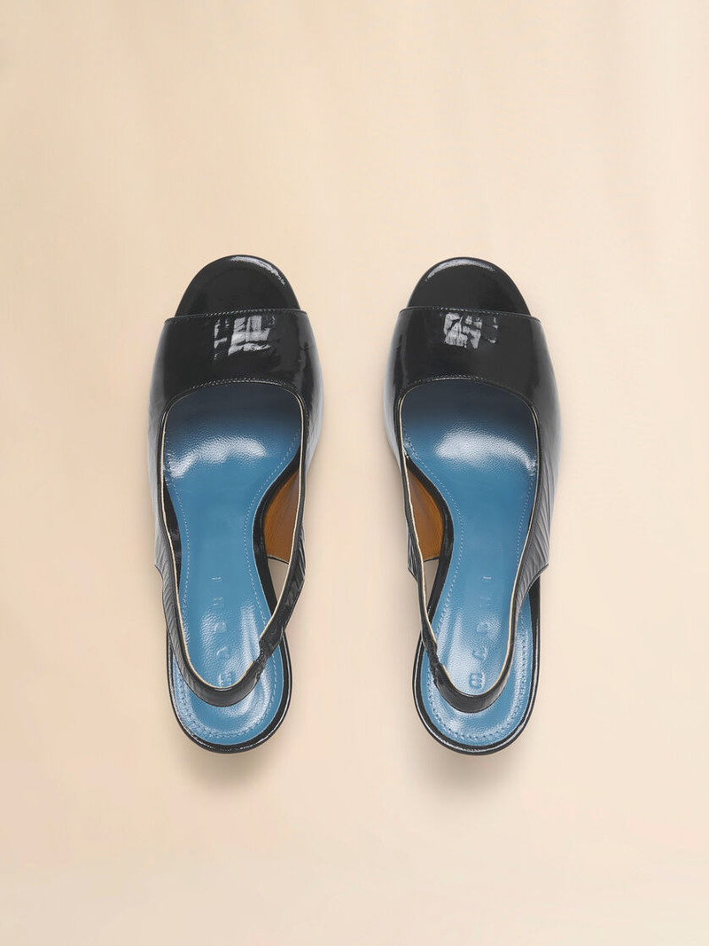 BLACK LEATHER HEELED SLINGBACK 4
