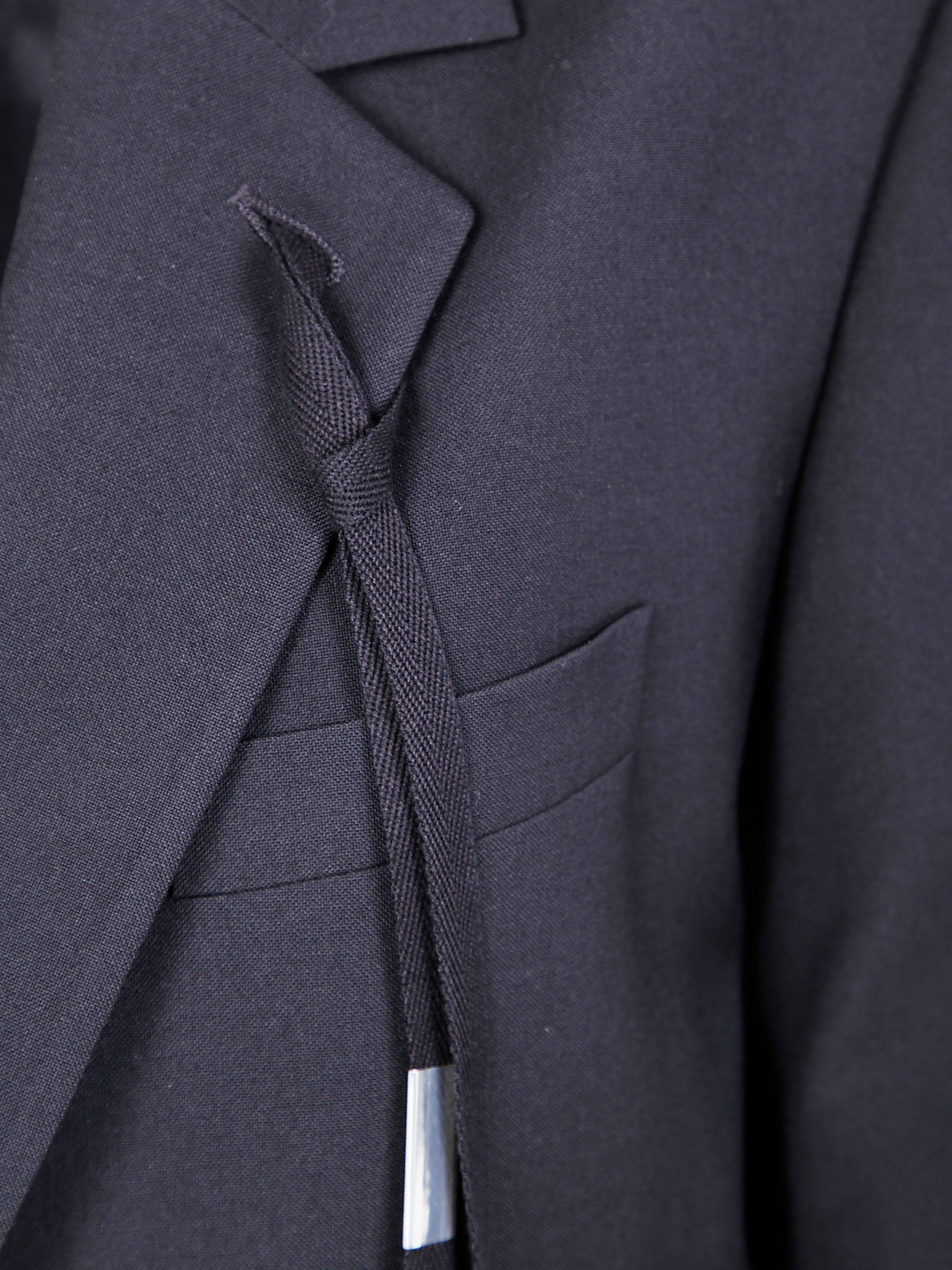 Ann Demeulemeester Women "Elin" Twisted Clousure Tailored Jacket With Raw Edge Cotton Detail - 3