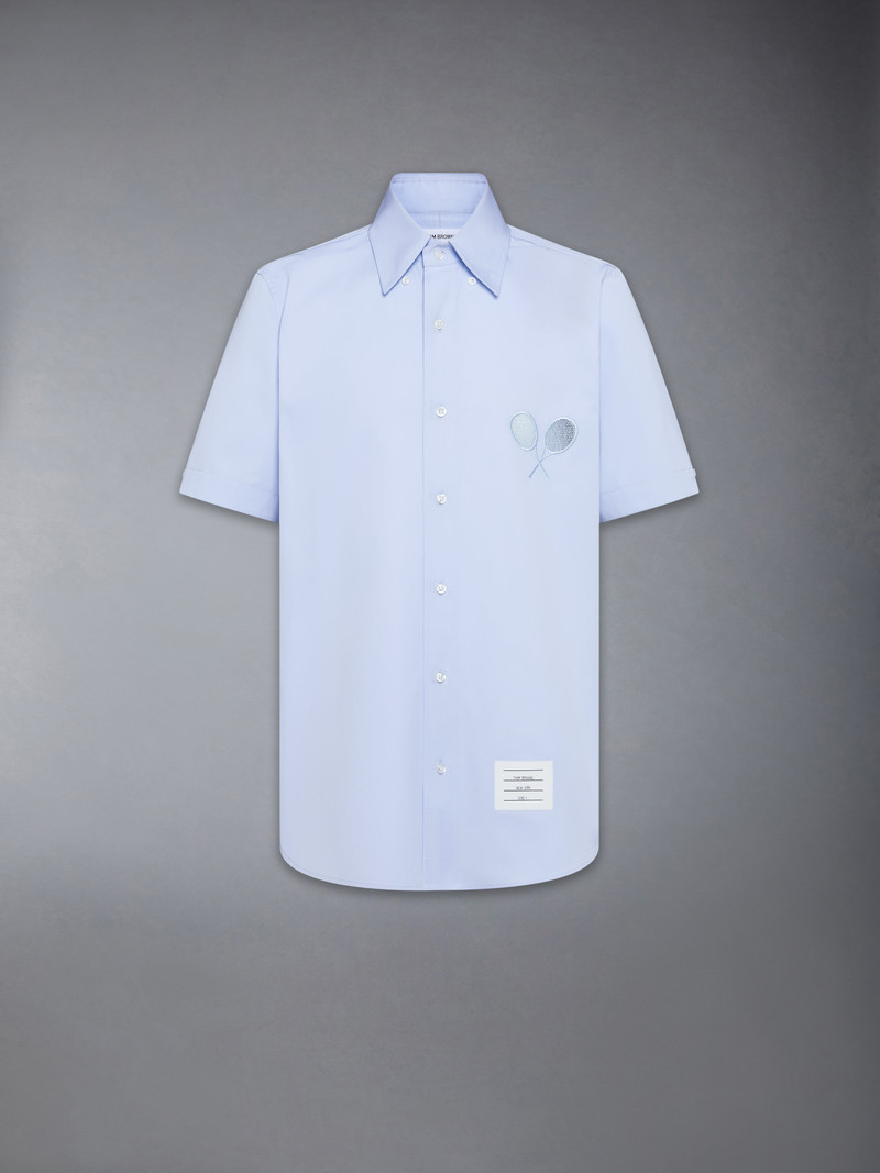 SOLID POPLIN TENNIS RACQUET EMBROIDERY SHORT SLEEVE SHIRT 1