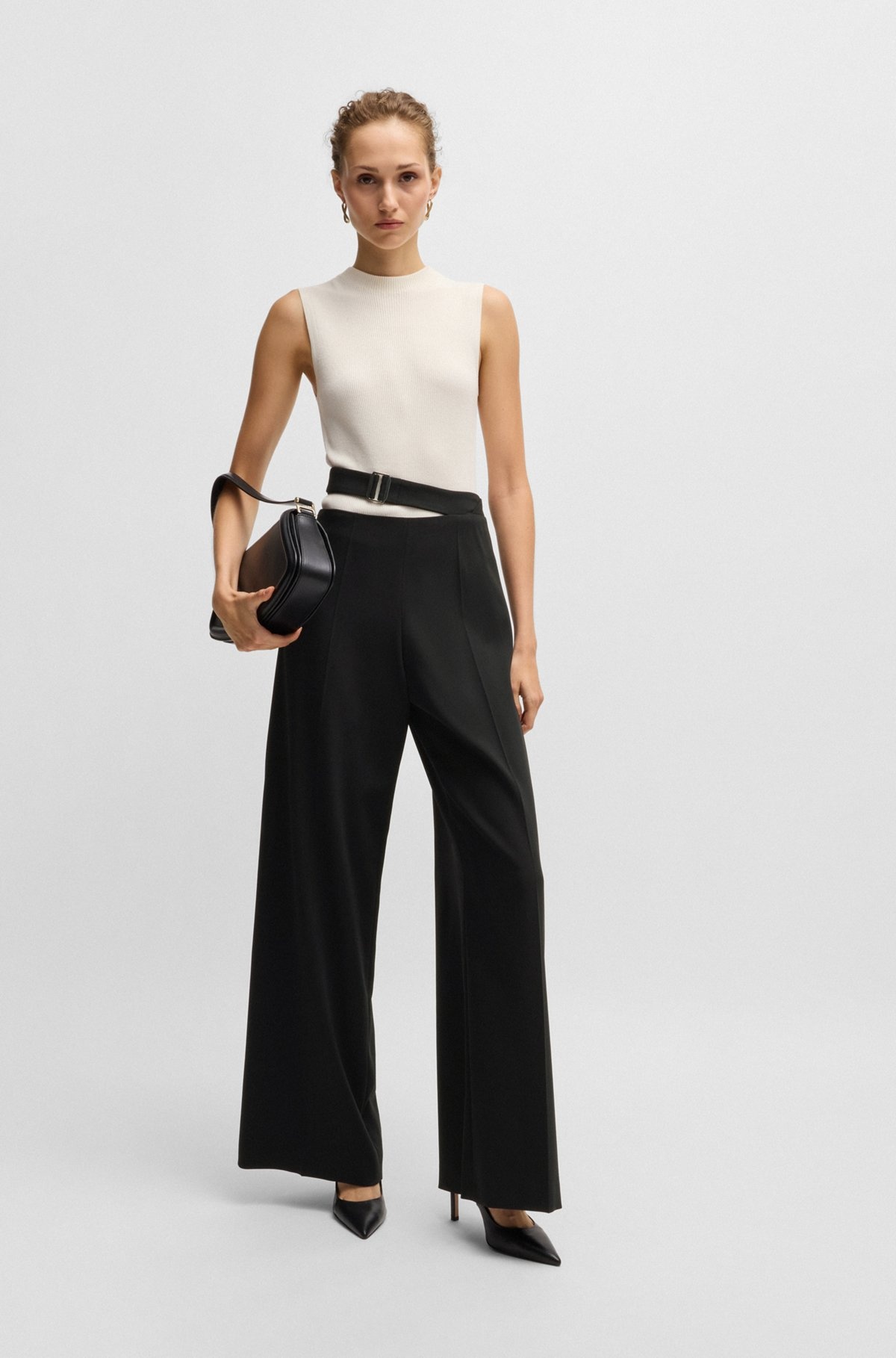 STRETCH-WOOL TROUSERS WITH FEATURE WAIST AND SOFT DRAPE - 3