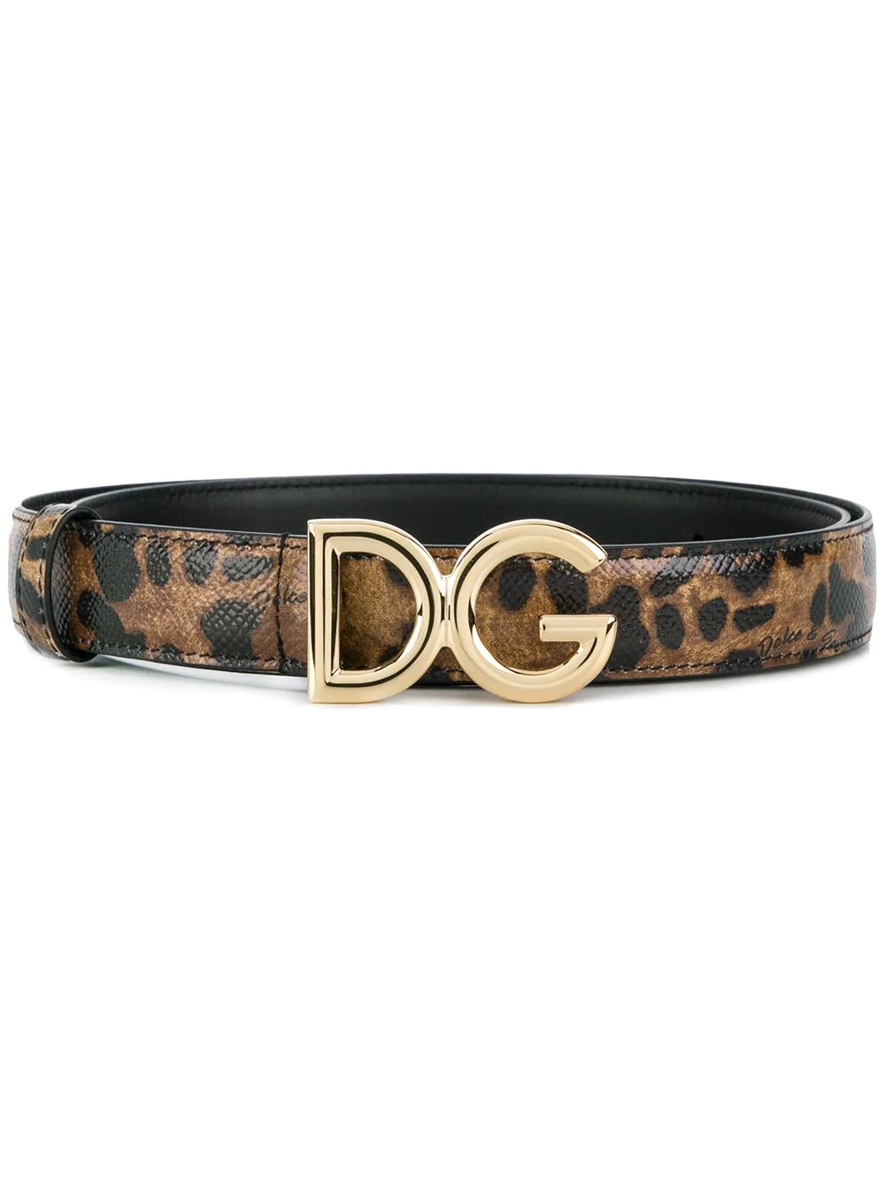 leopard-print logo buckle belt - 1