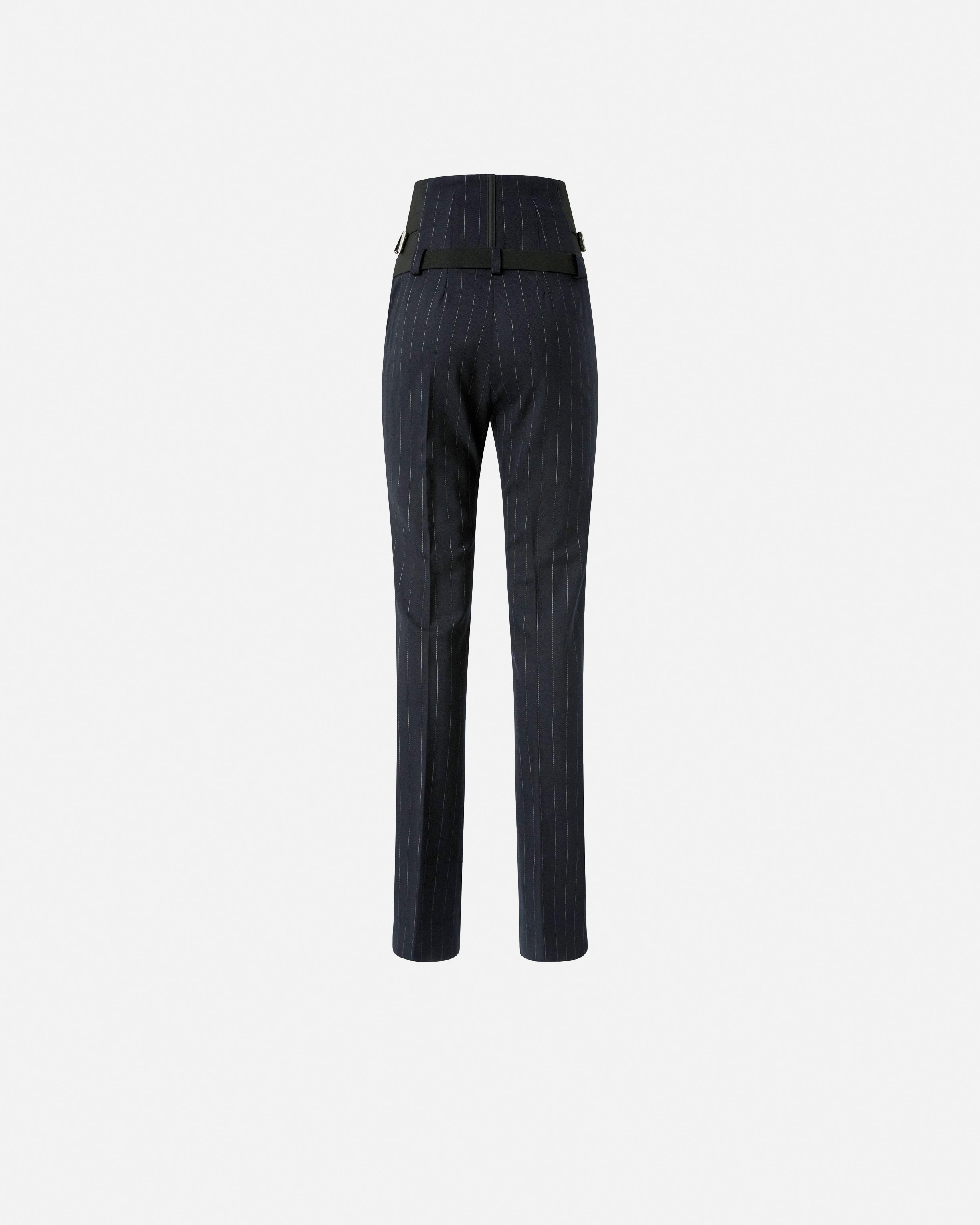 PINSTRIPE POLY WOOL BUSTIER TROUSERS - 6