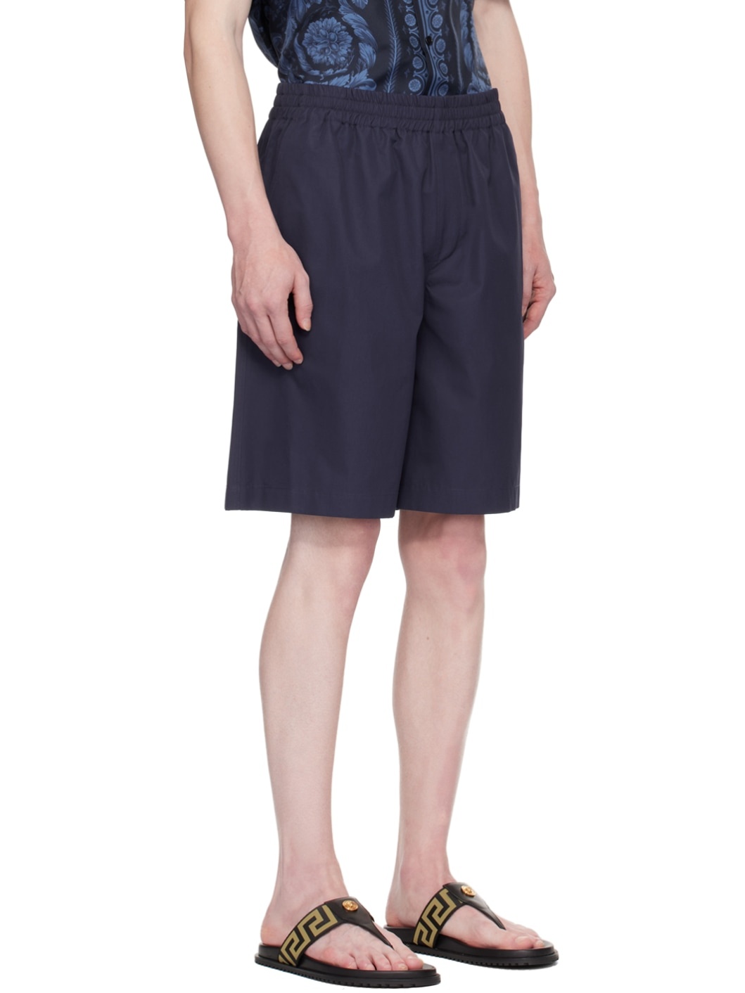 Navy Embroidered Shorts - 2