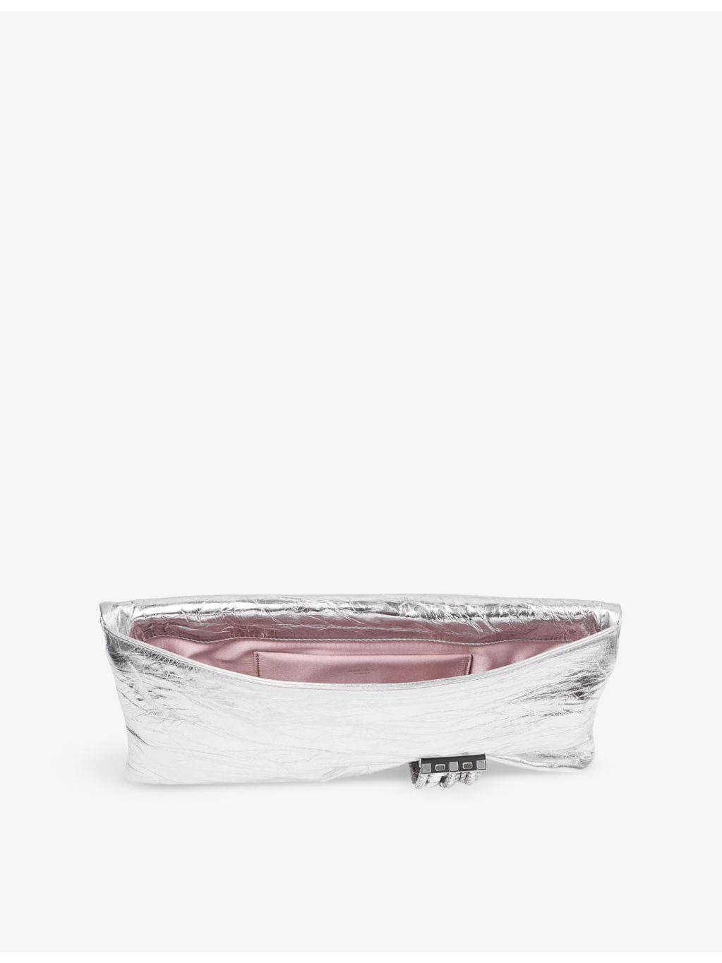 Zandra crystal-embellished metallic-leather clutch bag - 5