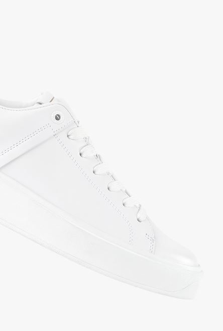 White calfskin and metallic gold leather B-Court sneakers - 6