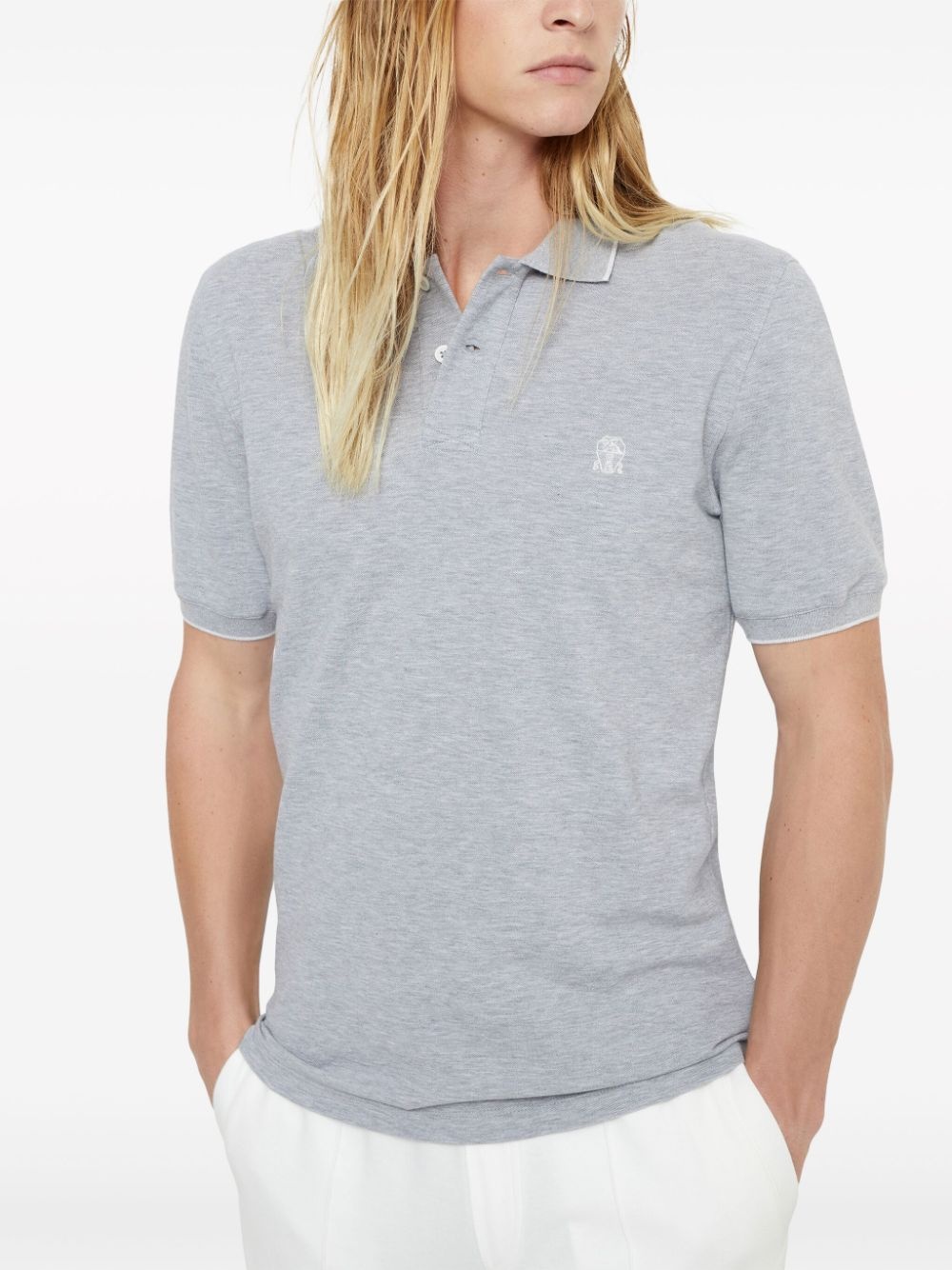 logo-embroidered polo shirt - 3