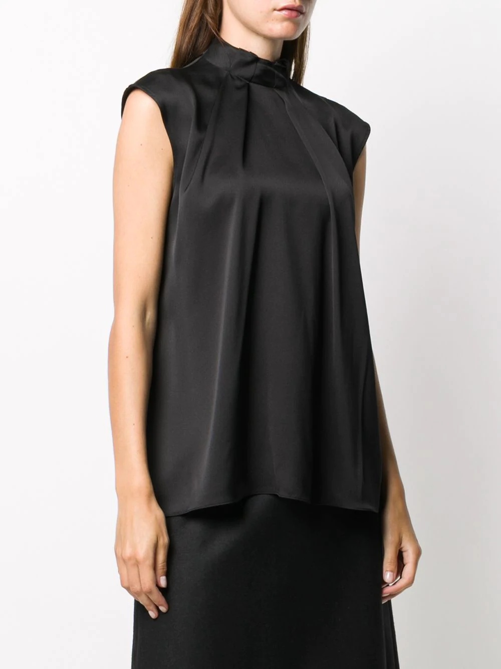 cap sleeves draped blouse - 3