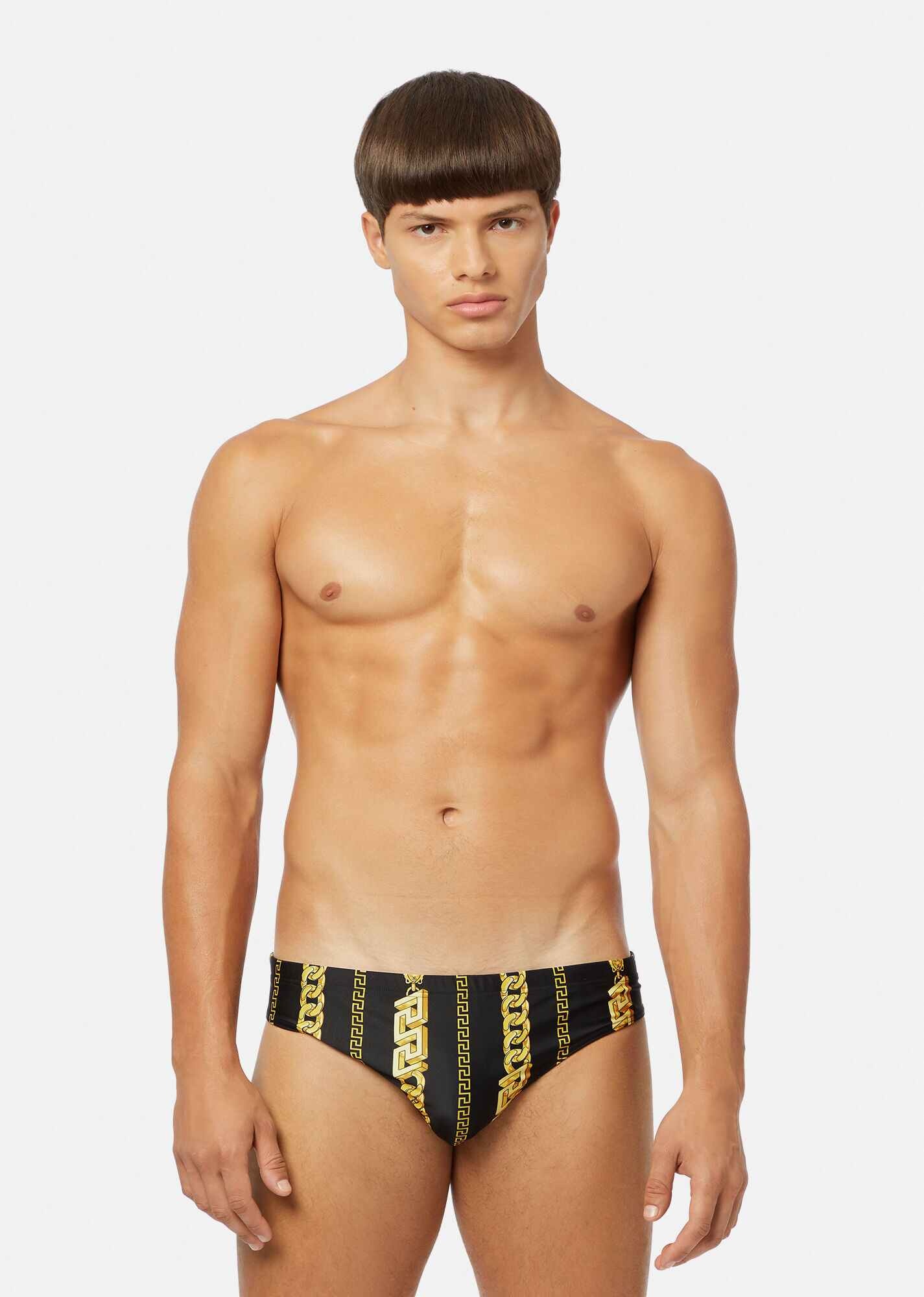 Chain Pinstripe Swim Briefs - 2