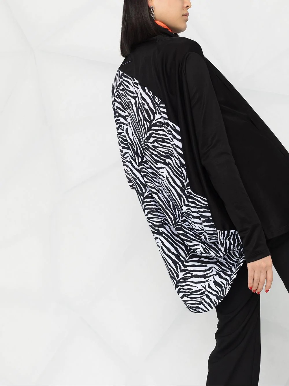 zebra-print panel blouse - 3