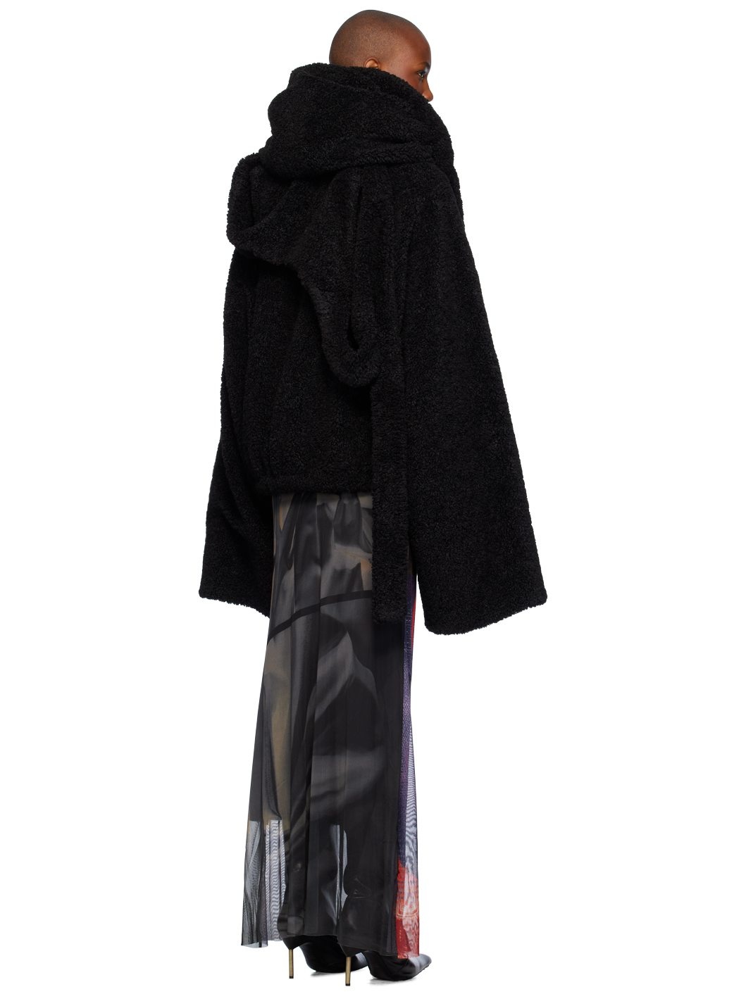 Black Wrap Teddy Short Jacket - 3