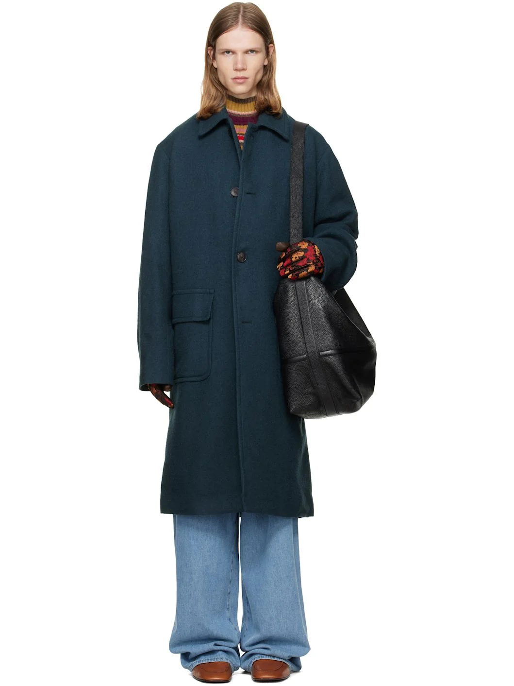 Green Wool Melton Coat - 1