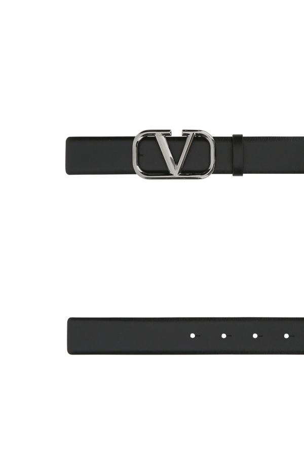 Black leather VLogo Signature belt - 2